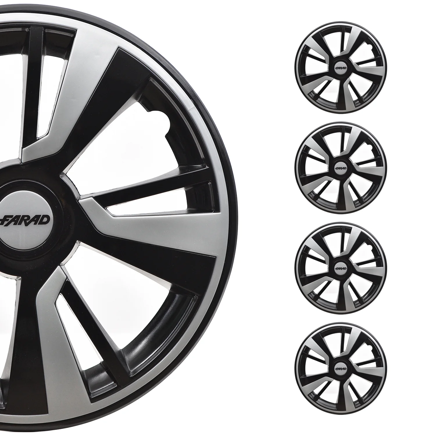 14" Hubcaps Wheel Rim Cover Black with Light Grey Insert 4pcs Set