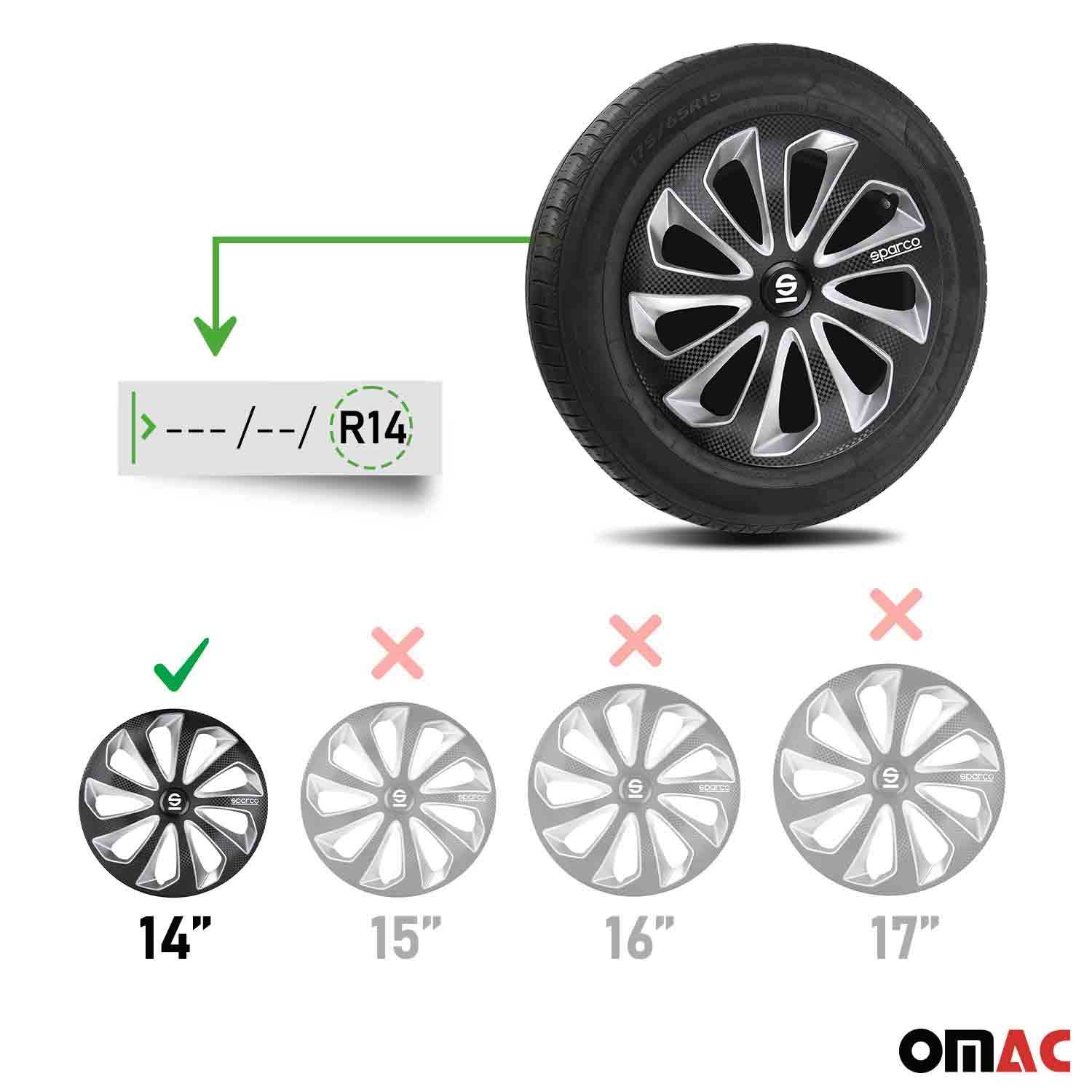 Sicilia Hub Caps Wheel Cover 14" Black Carbon & Grey Full Set 4 pcs. - Image 3