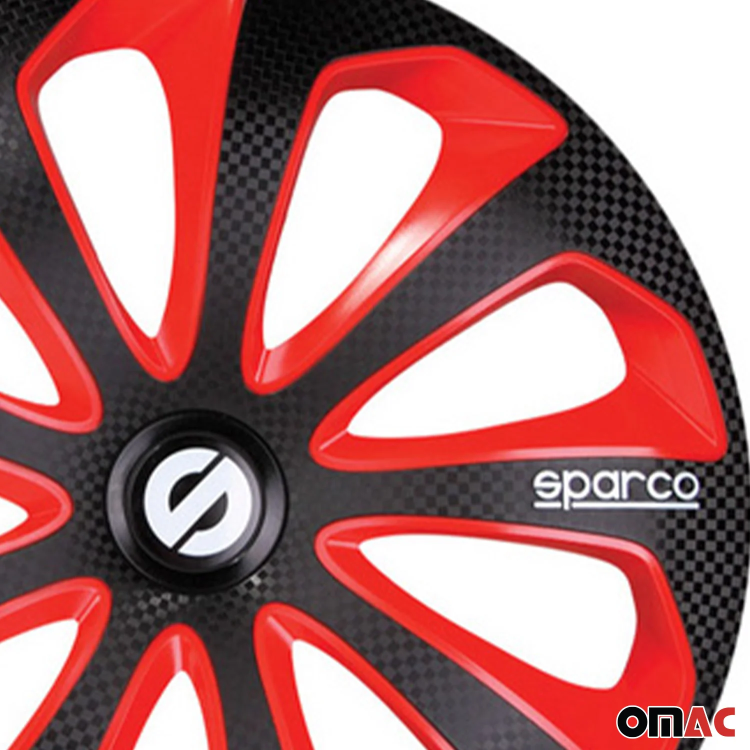 Sicilia Hub Caps Wheel Cover 14" Black & Red Carbon Full Set 4 pcs. - Image 8