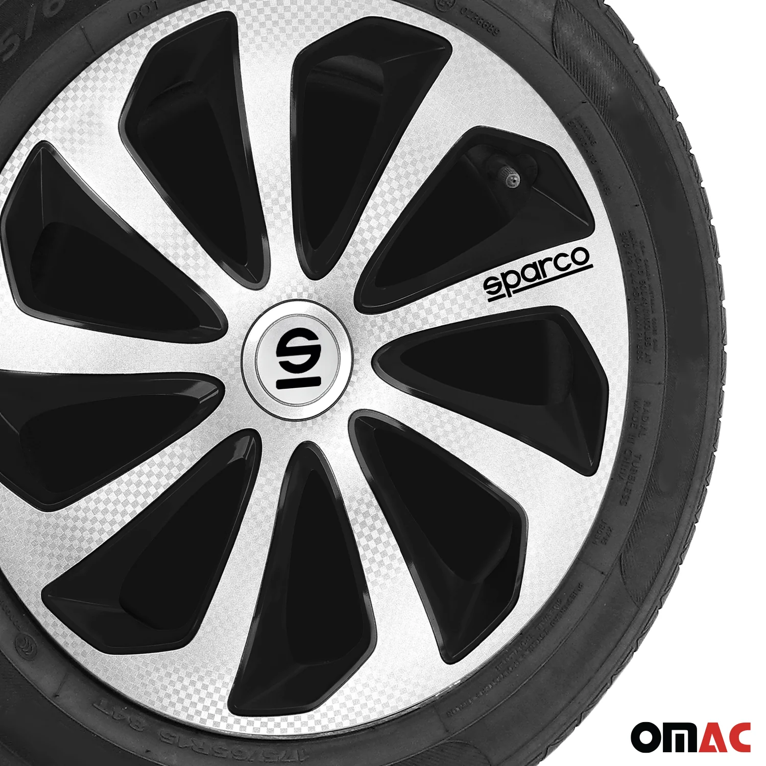 Sicilia Hub Caps Wheel Cover 14" Silver Carbon & Black Full Set 4 pcs. - Image 6