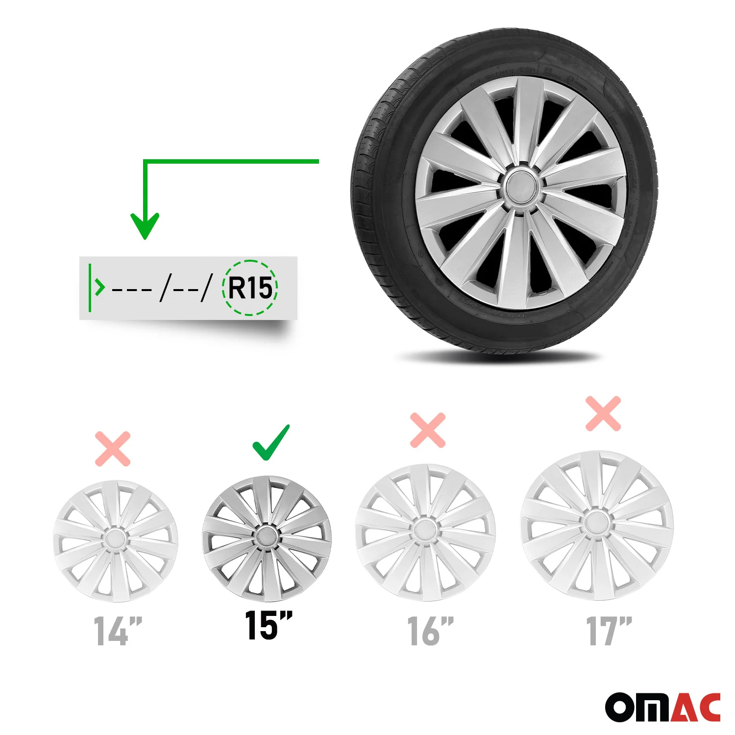 15" 4x Set Wheel Covers Hubcaps for Scion Silver Gray - Image 3