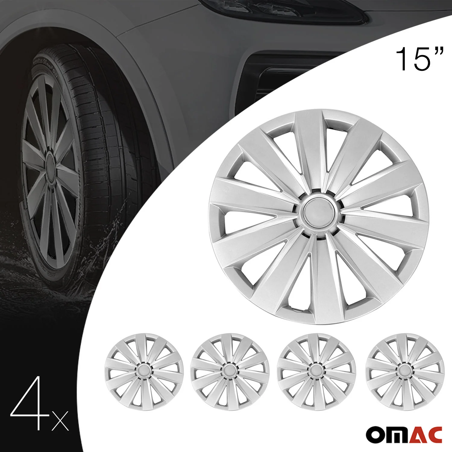 15" 4x Set Wheel Covers Hubcaps for Scion Silver Gray - Image 5