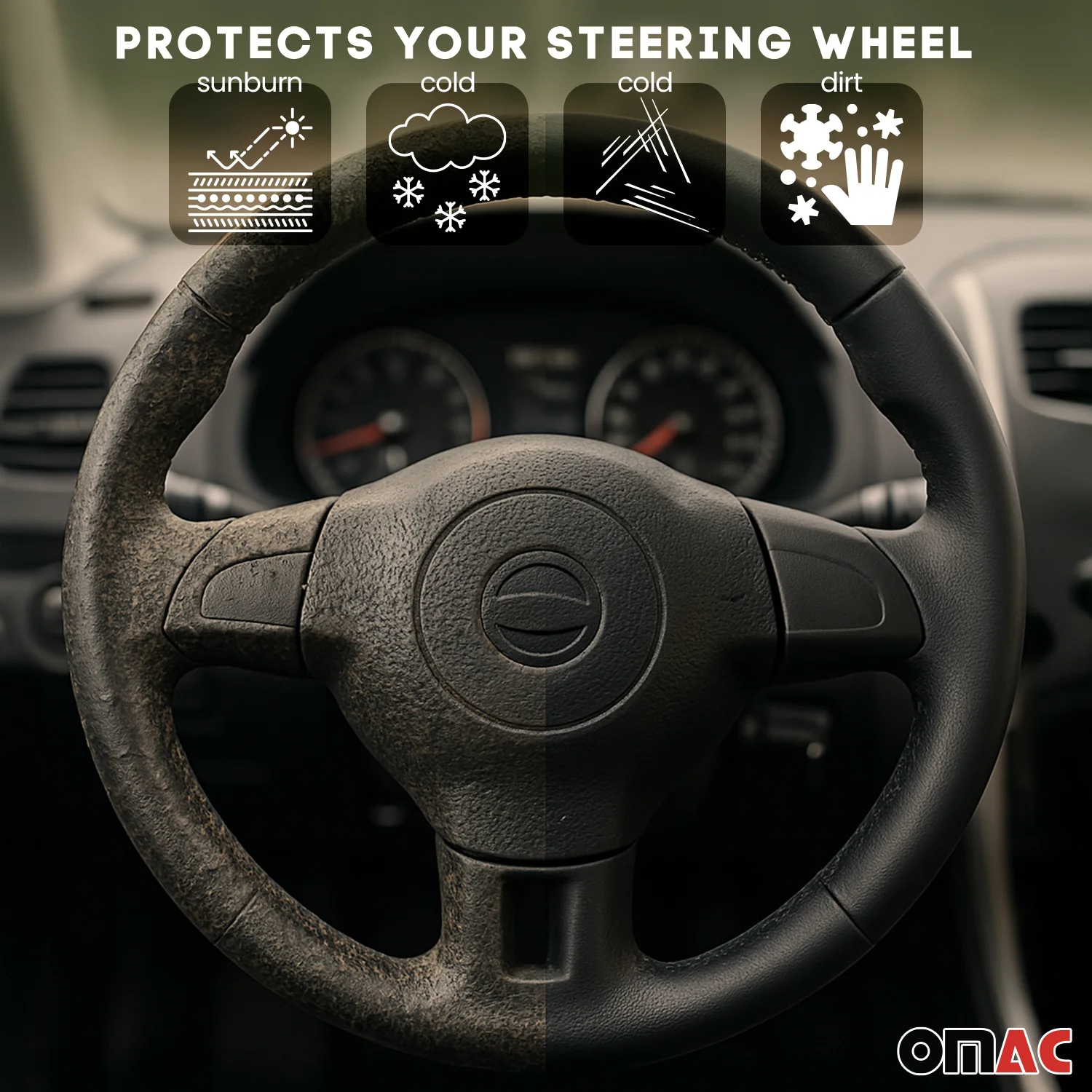 14.5-15.5’’ Steering Wheel Cover Beige Leather Anti-slip Breathable - Image 3