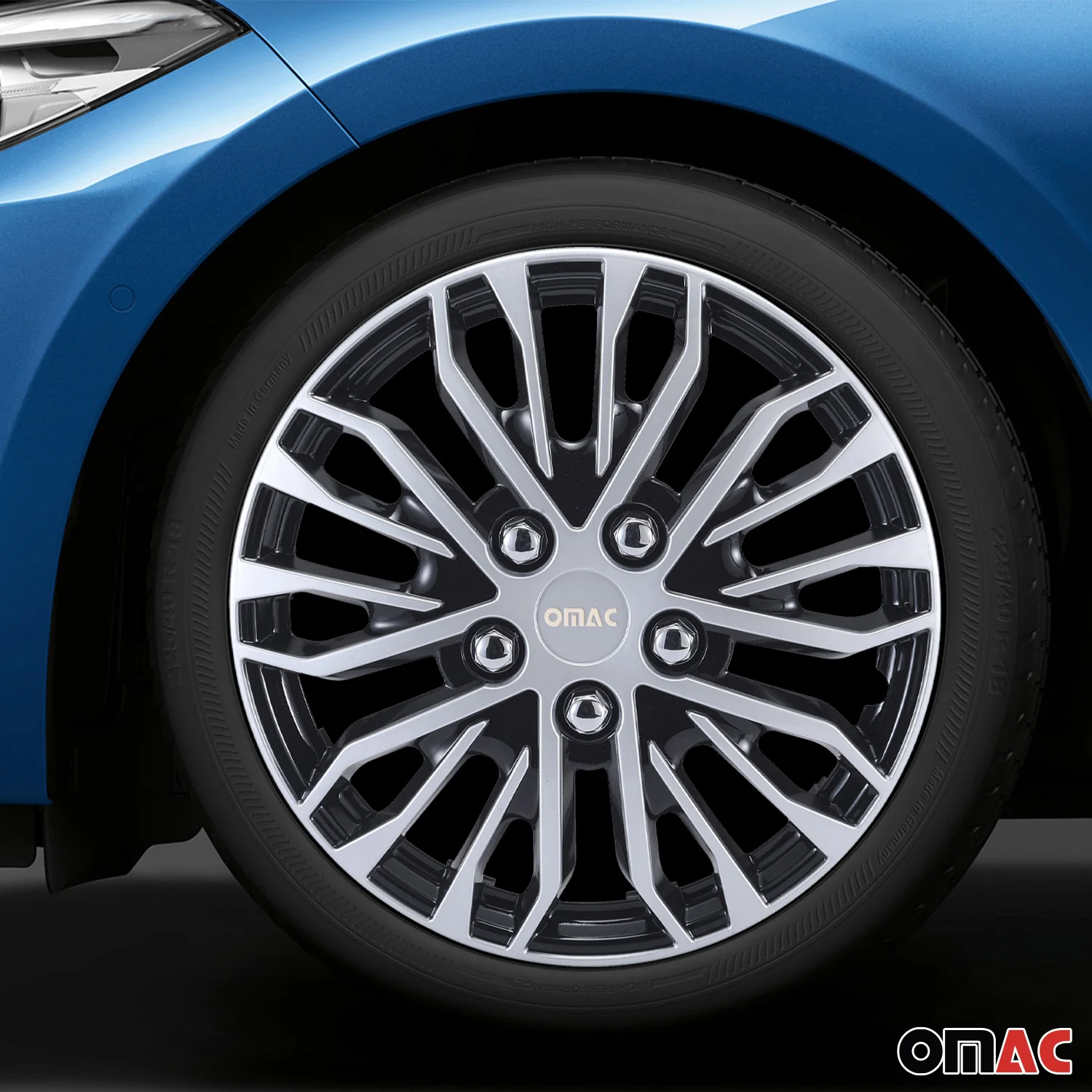Rimini Hub Caps Wheel Cover 15" Grey & Black Full Set 4 pcs. - Image 2