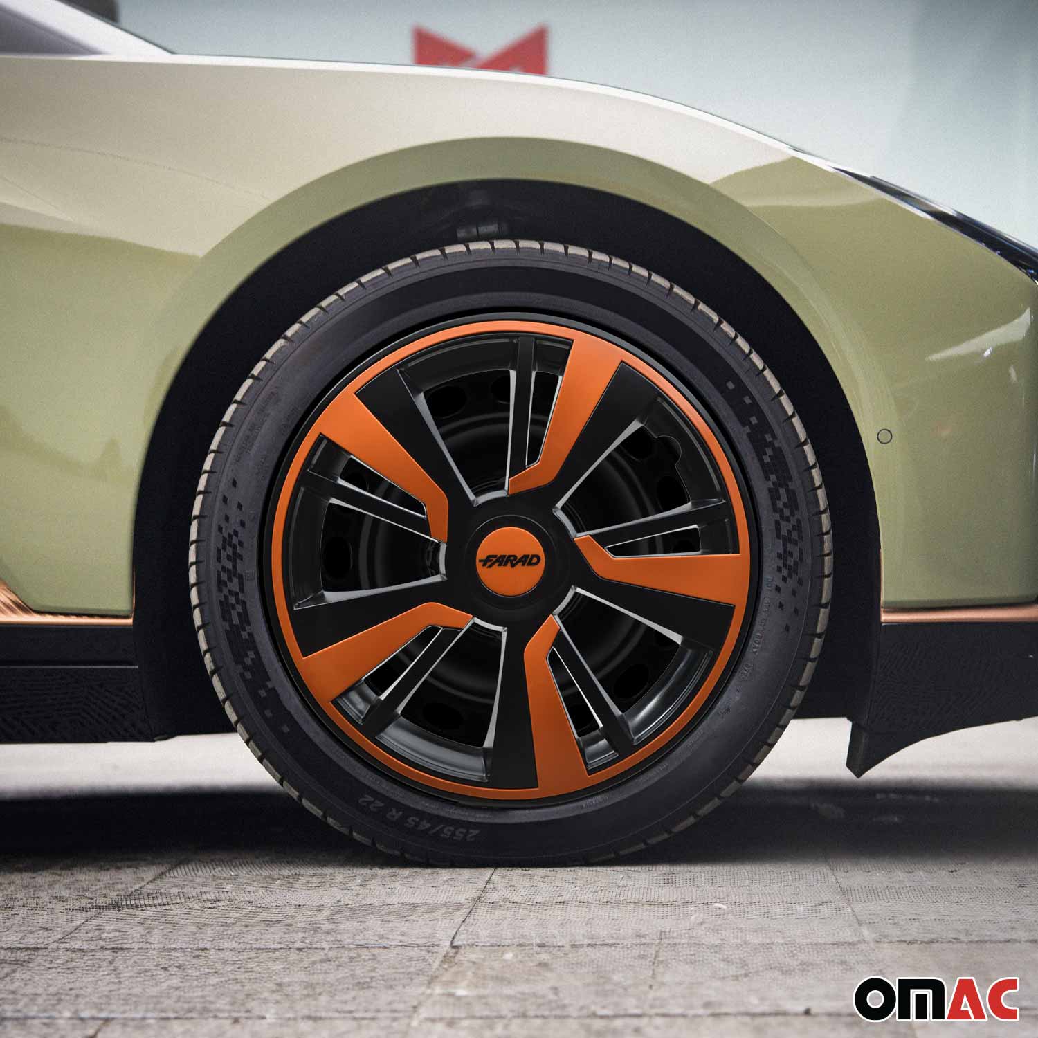 15" Set of 4 Pcs Wheel Covers Black with Orange Hubcaps fits R15 Tire Steel Rim - Image 2