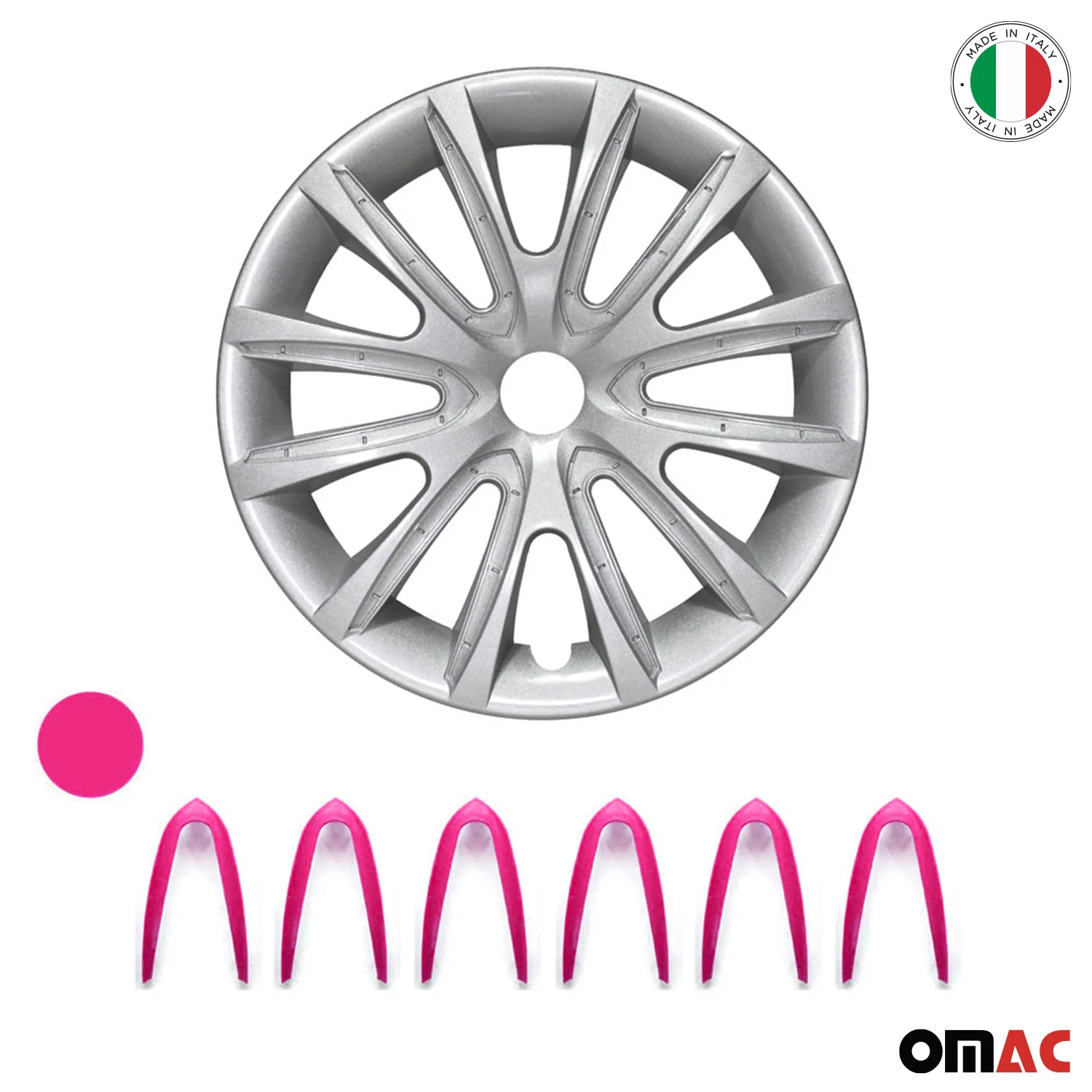 15" Set of 4 Pcs Wheel Covers Gray with Violet Hub Caps fit R15 Tire Steel Rim - Image 6