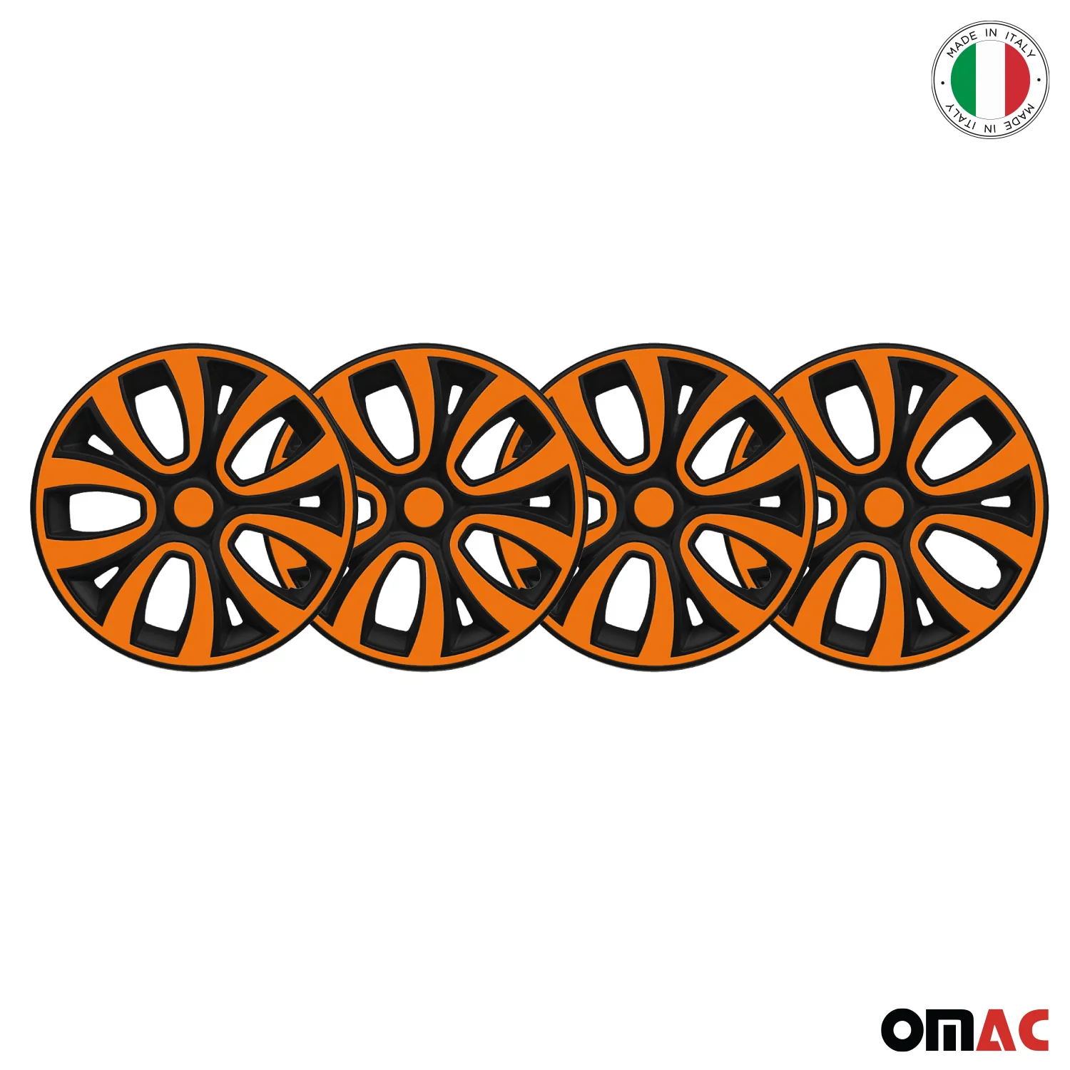 15" Set of 4x Wheel Covers Matt Black Orange Snap On Hub Caps fit R15 Steel Rim - Image 6
