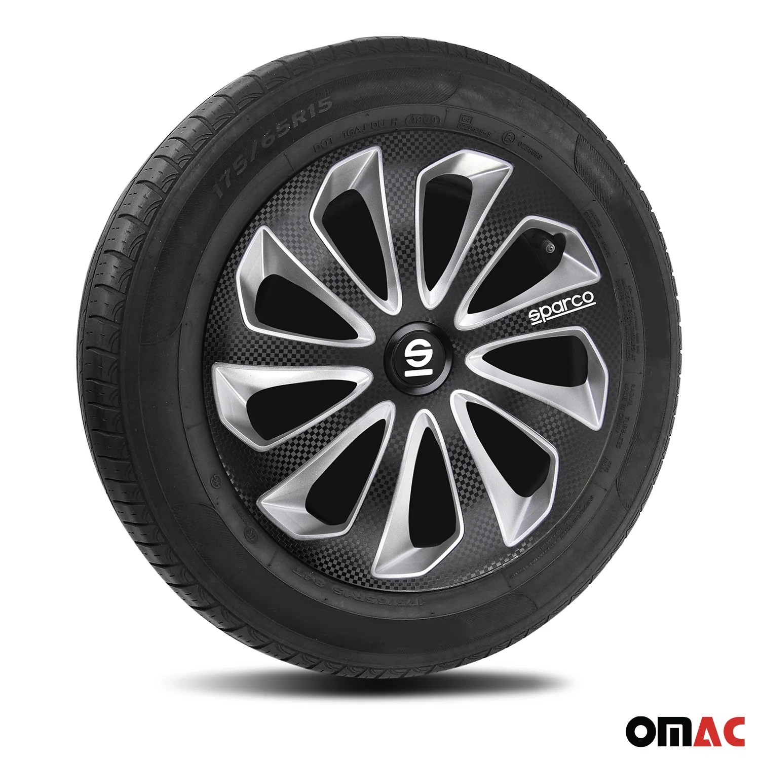 Sicilia Hub Caps Wheel Cover 15" Black Carbon & Silver Full Set 4 pcs. - Image 5