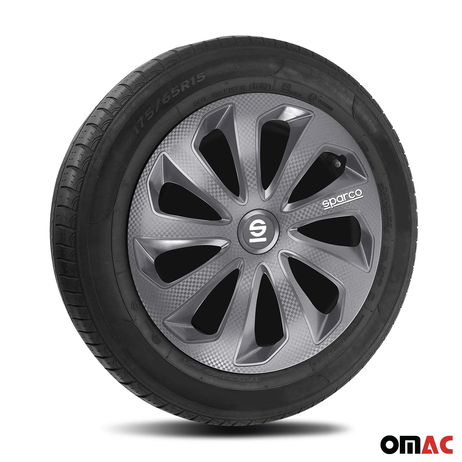 Sicilia Hub Caps Wheel Cover 15" Grey Carbon Full Set 4 pcs. - Image 5