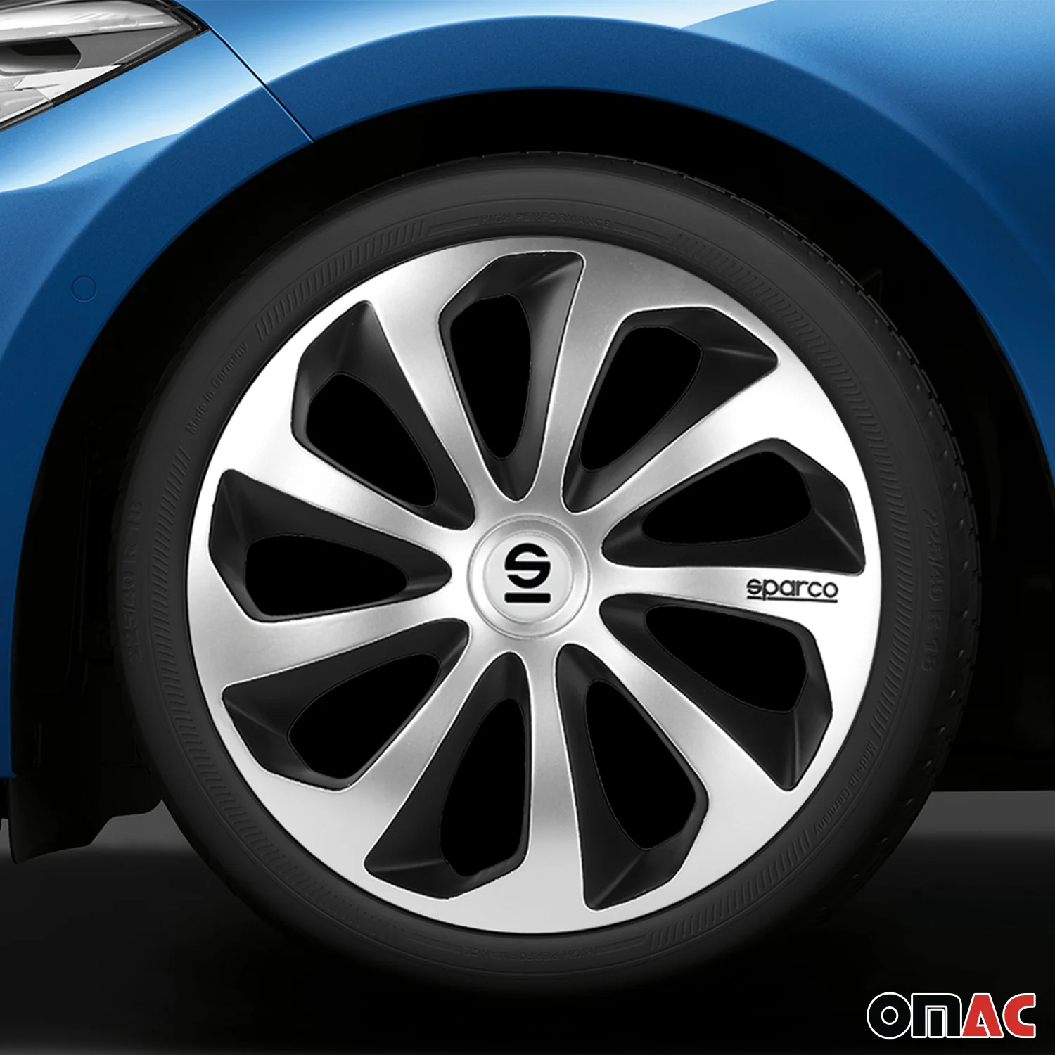 Sicilia Hub Caps Wheel Cover 15" Silver & Black Full Set 4 pcs. - Image 2