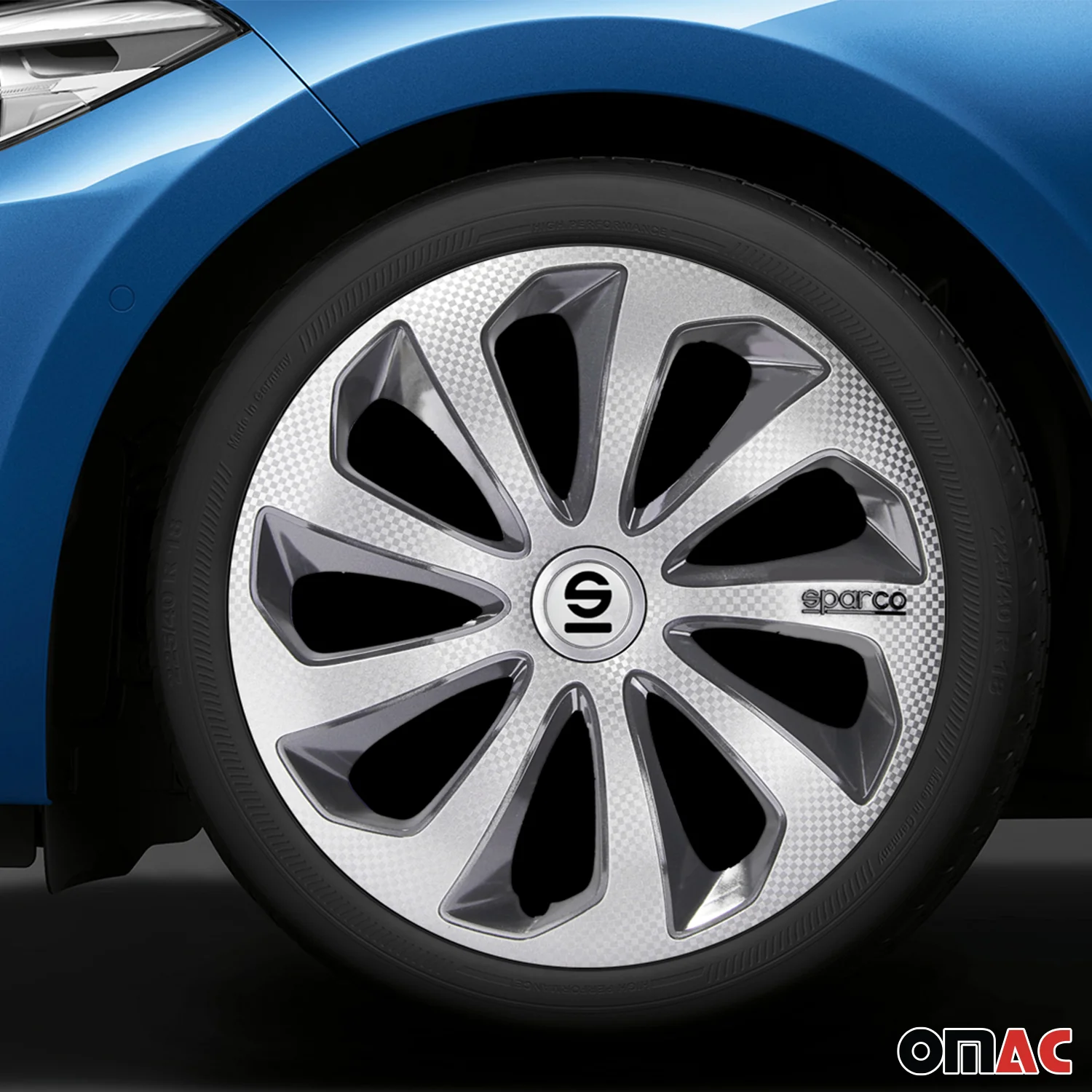 Sicilia Hub Caps Wheel Cover 15" Silver Carbon & Grey Full Set 4 pcs. - Image 2