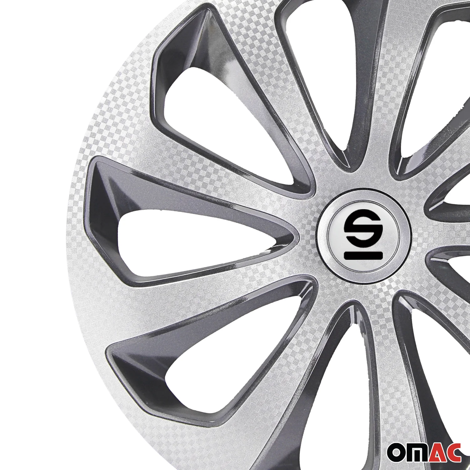 Sicilia Hub Caps Wheel Cover 15" Silver Carbon & Grey Full Set 4 pcs. - Image 6