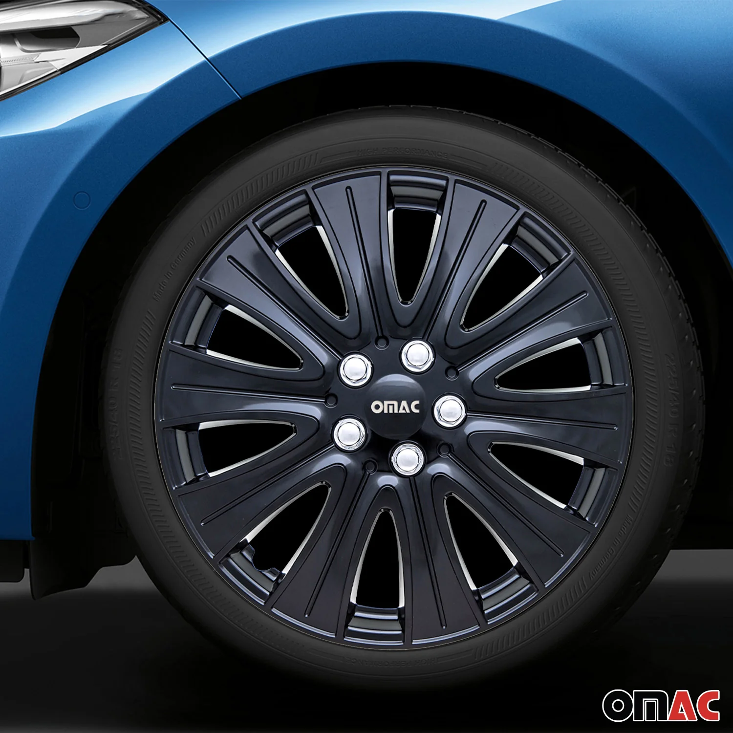 Pisa Hub Caps Wheel Cover 15" Gloss Black & Silver Full Set 4 pcs. - Image 2