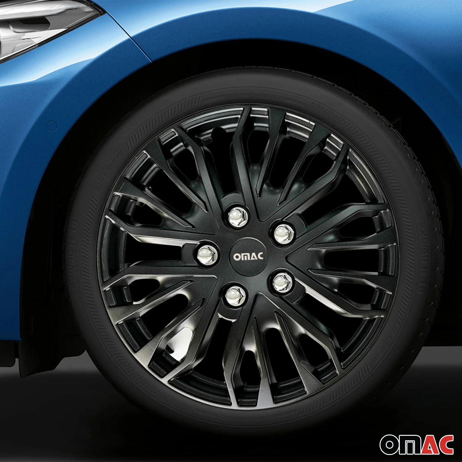 Rimini Hub Caps Wheel Cover 15" Matt Black & Grey Full Set 4 pcs. - Image 2