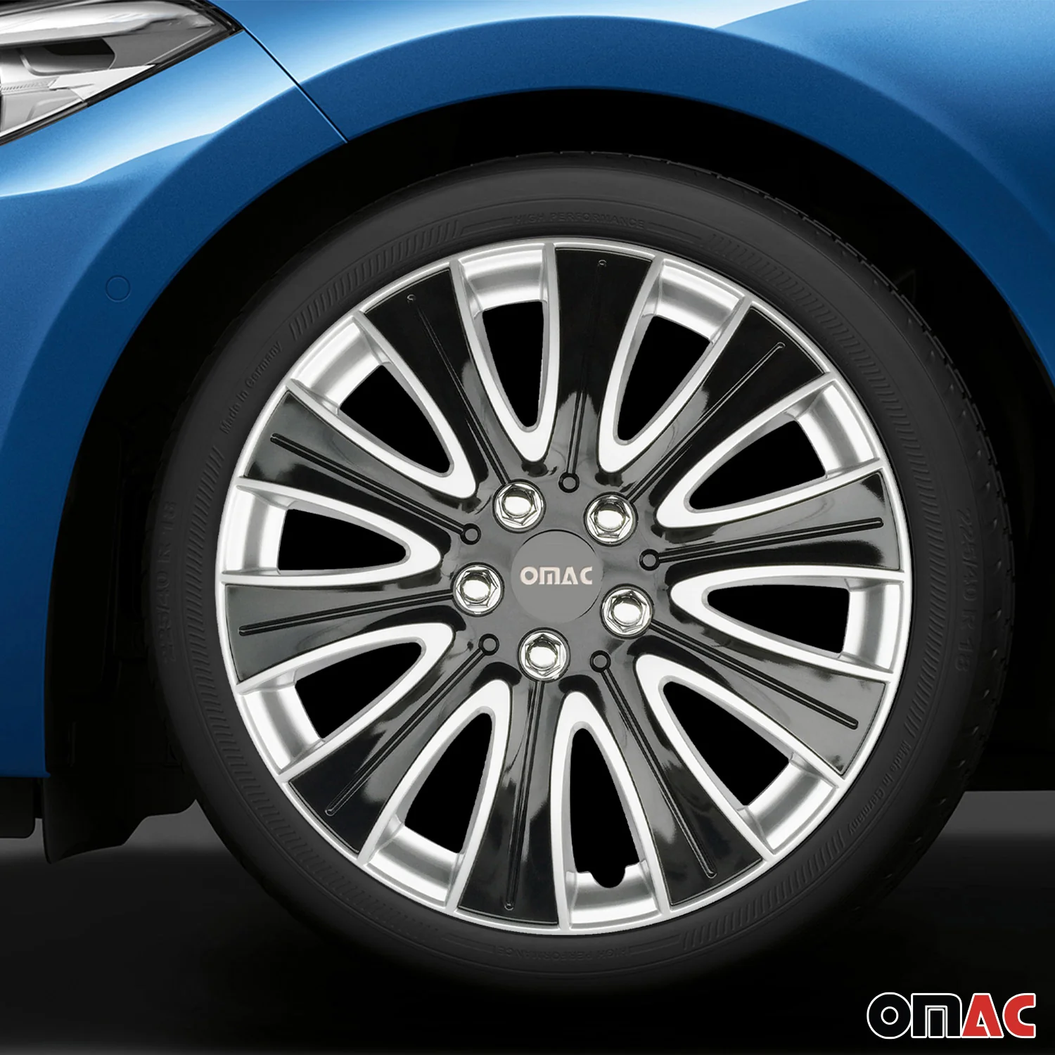 Pisa Hub Caps Wheel Cover 15" Black & Silver Full Set 4 pcs. - Image 2
