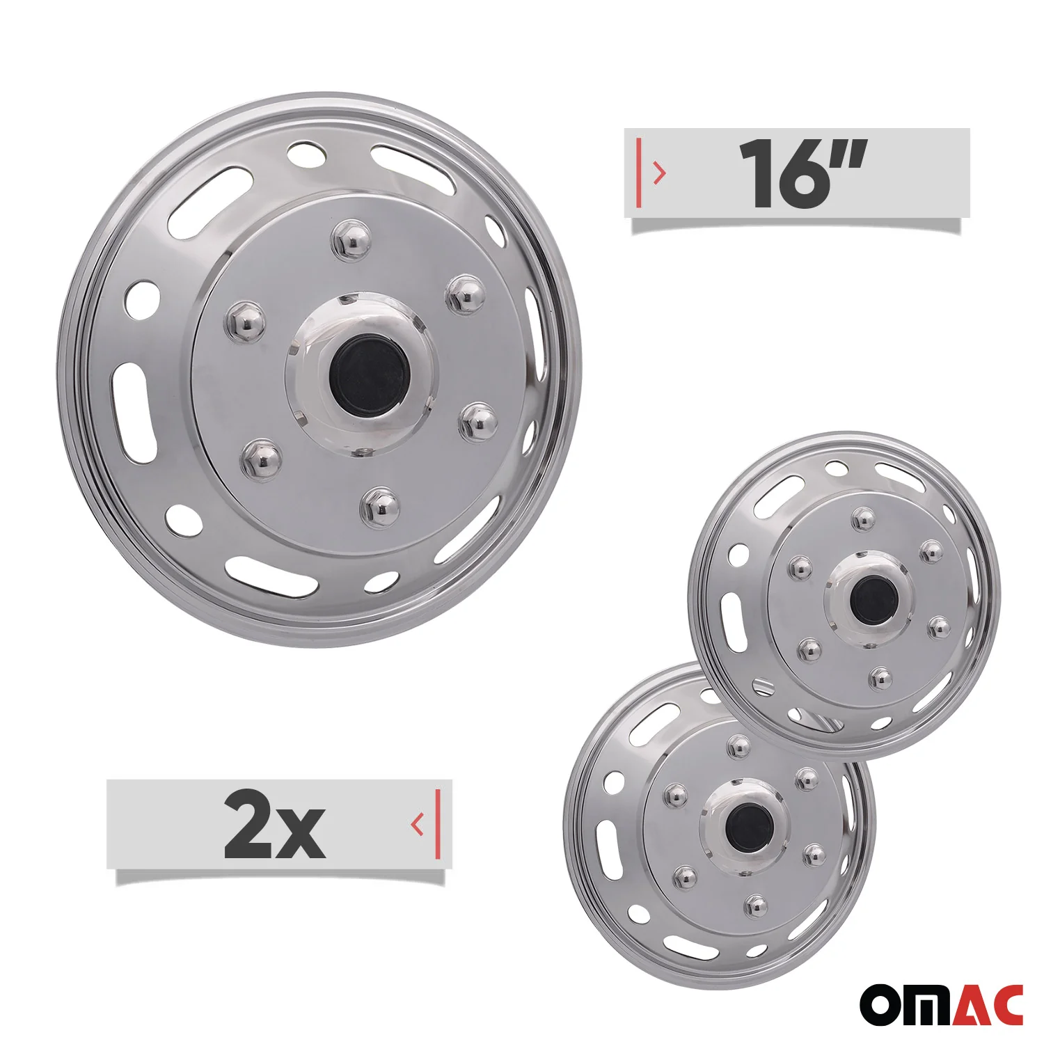 Ford Transit Connect Wheel Simulator Hubcaps Front Chrome Silver Steel - Image 3