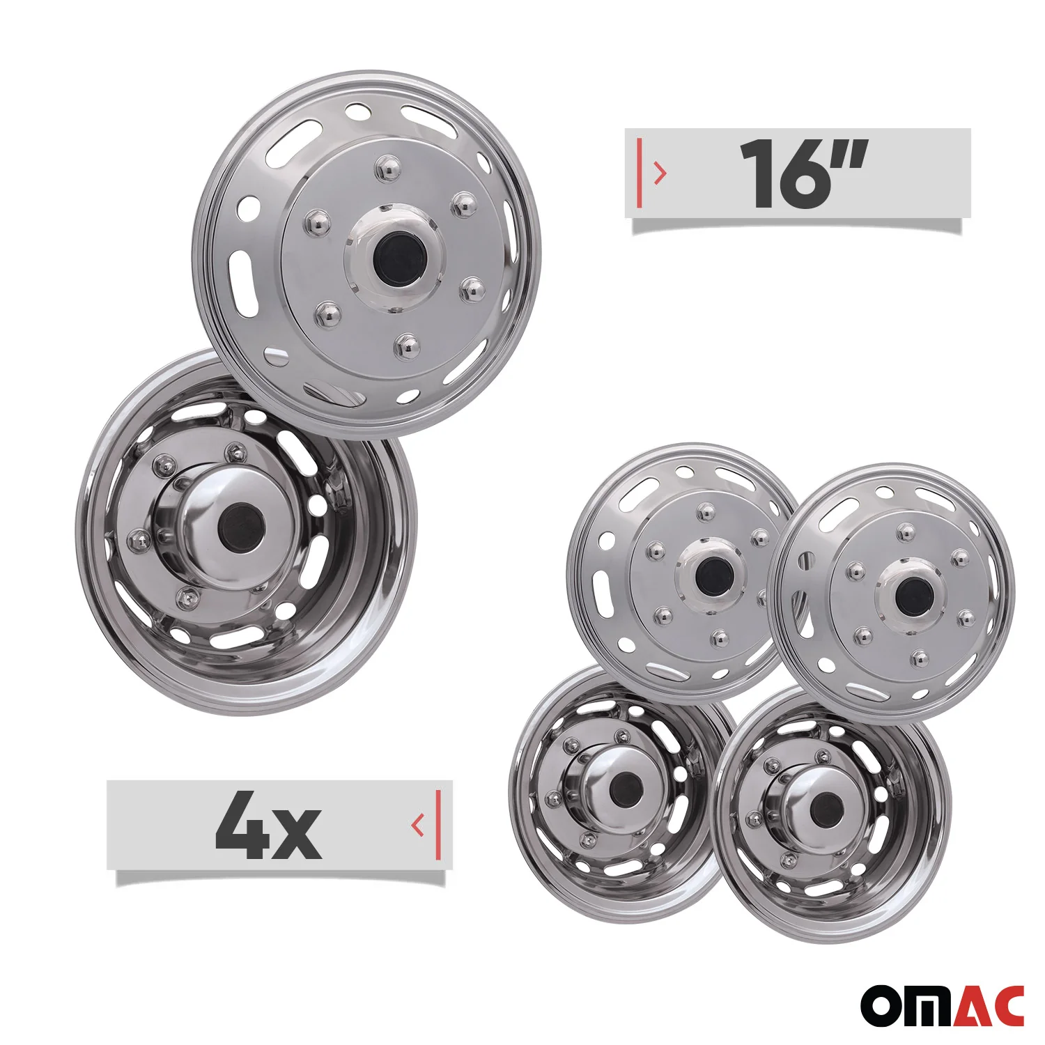 GMC Savana 16" Dual Wheel Simulator Hubcaps Steel Front & Rear - Image 4
