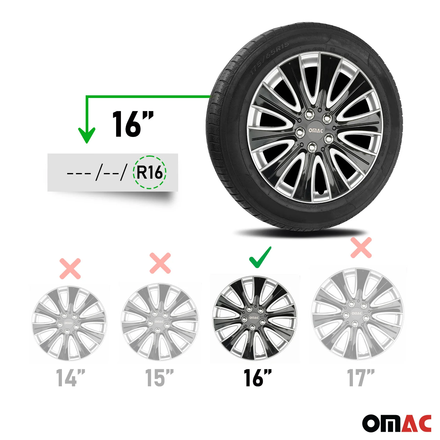 16" Hub Caps for Ford Transit 150 250 350 2015-2025 Black Silver 4x Wheel Covers - Image 3