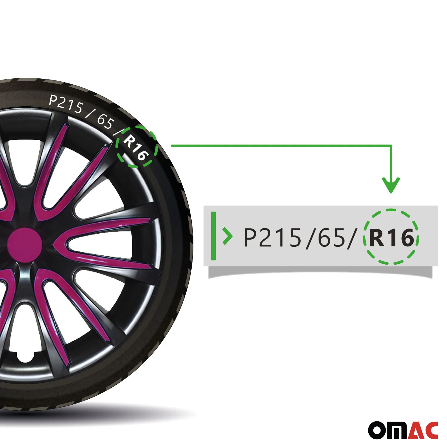 16" Inch Hubcaps Wheel Rim Cover Glossy Black with Violet Insert 4pcs Set - Image 7