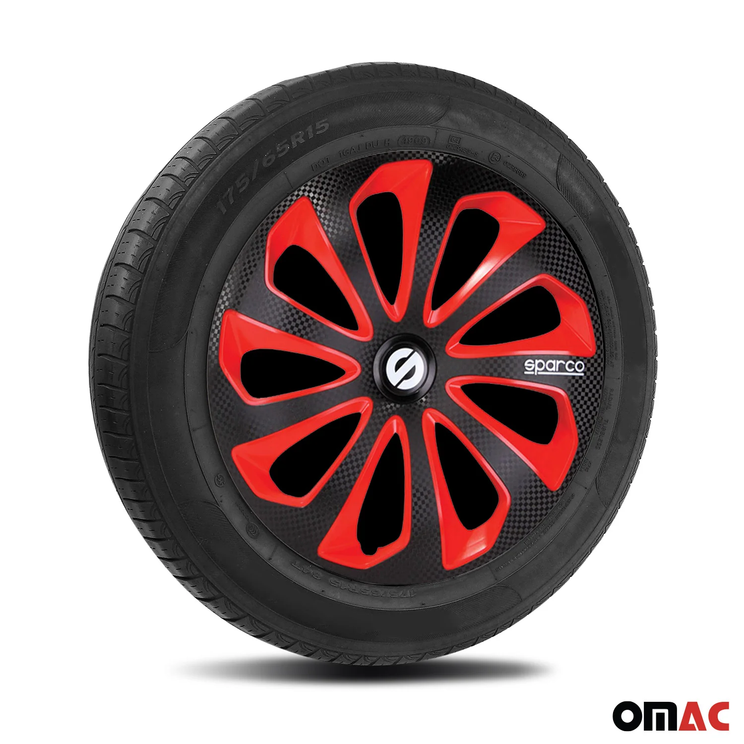 Sicilia Hub Caps Wheel Cover 16" Black Carbon & Red Full Set 4 pcs. - Image 5