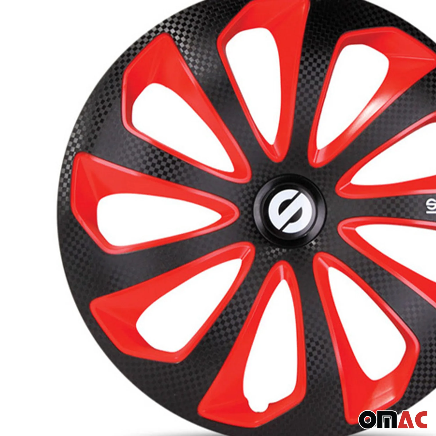 Sicilia Hub Caps Wheel Cover 16" Black Carbon & Red Full Set 4 pcs. - Image 7