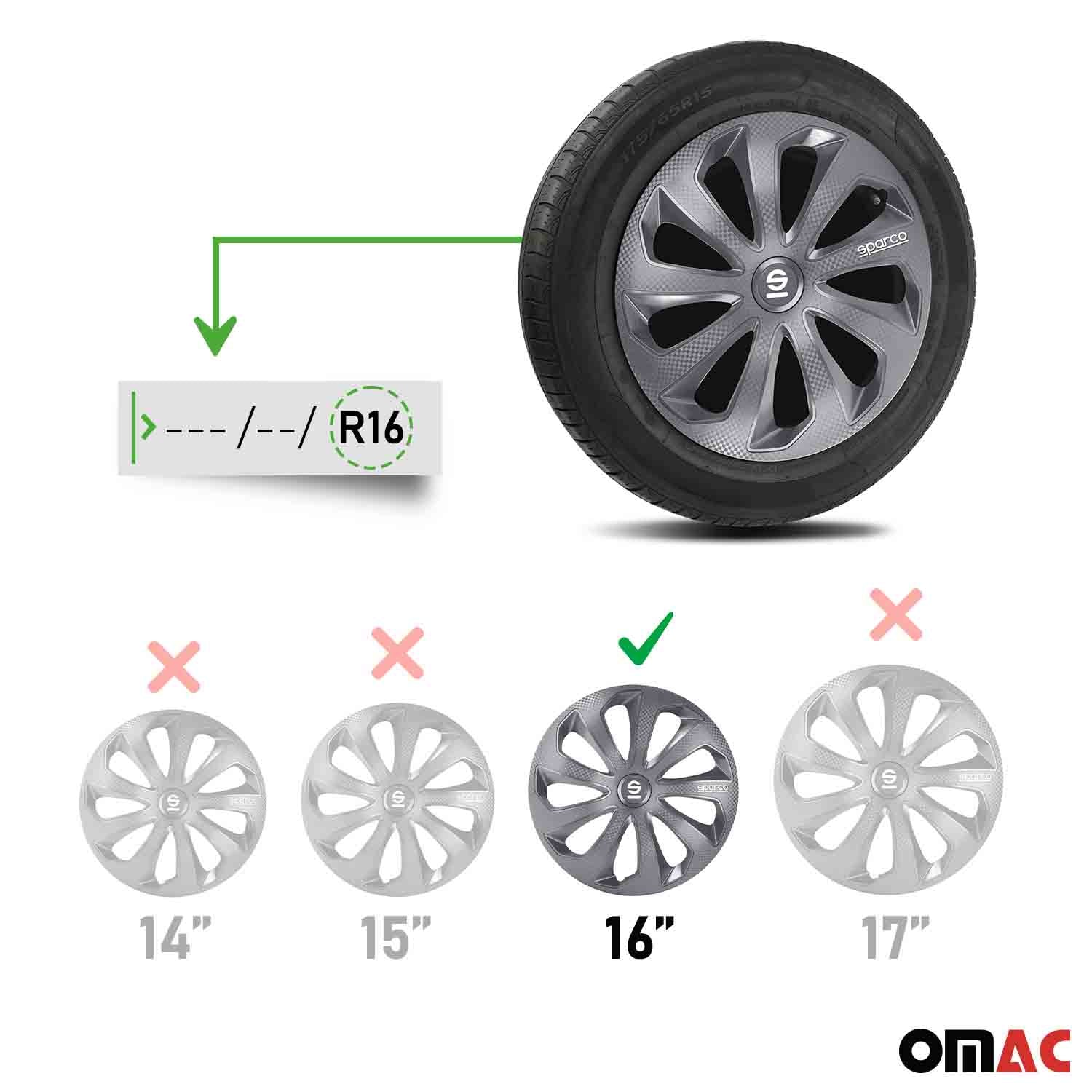 Sicilia Hub Caps Wheel Cover 16" Grey Carbon Full Set 4 pcs. - Image 3