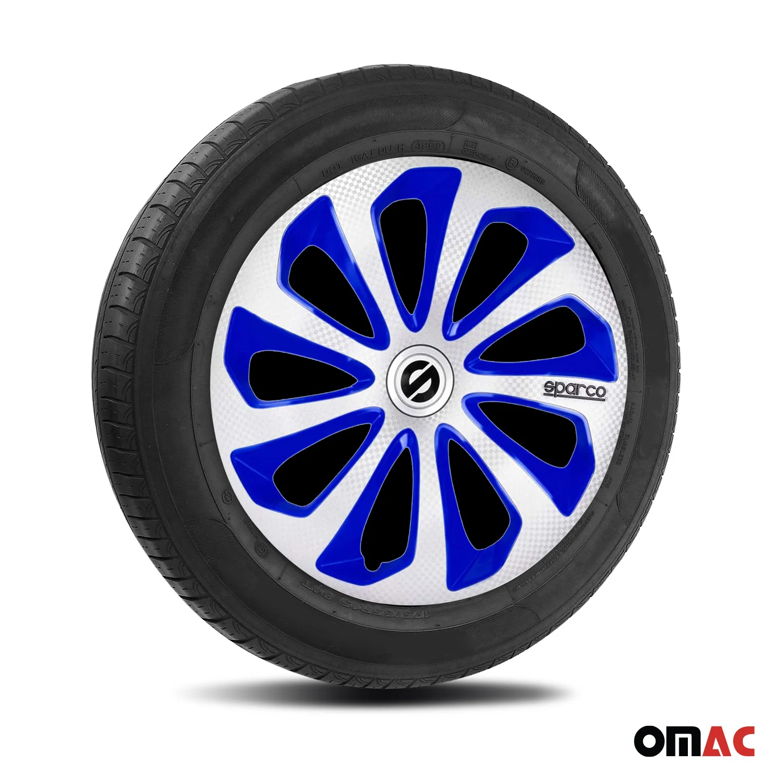 Sicilia Hub Caps Wheel Cover 16" Silver Carbon & Blue Full Set 4 pcs. - Image 5