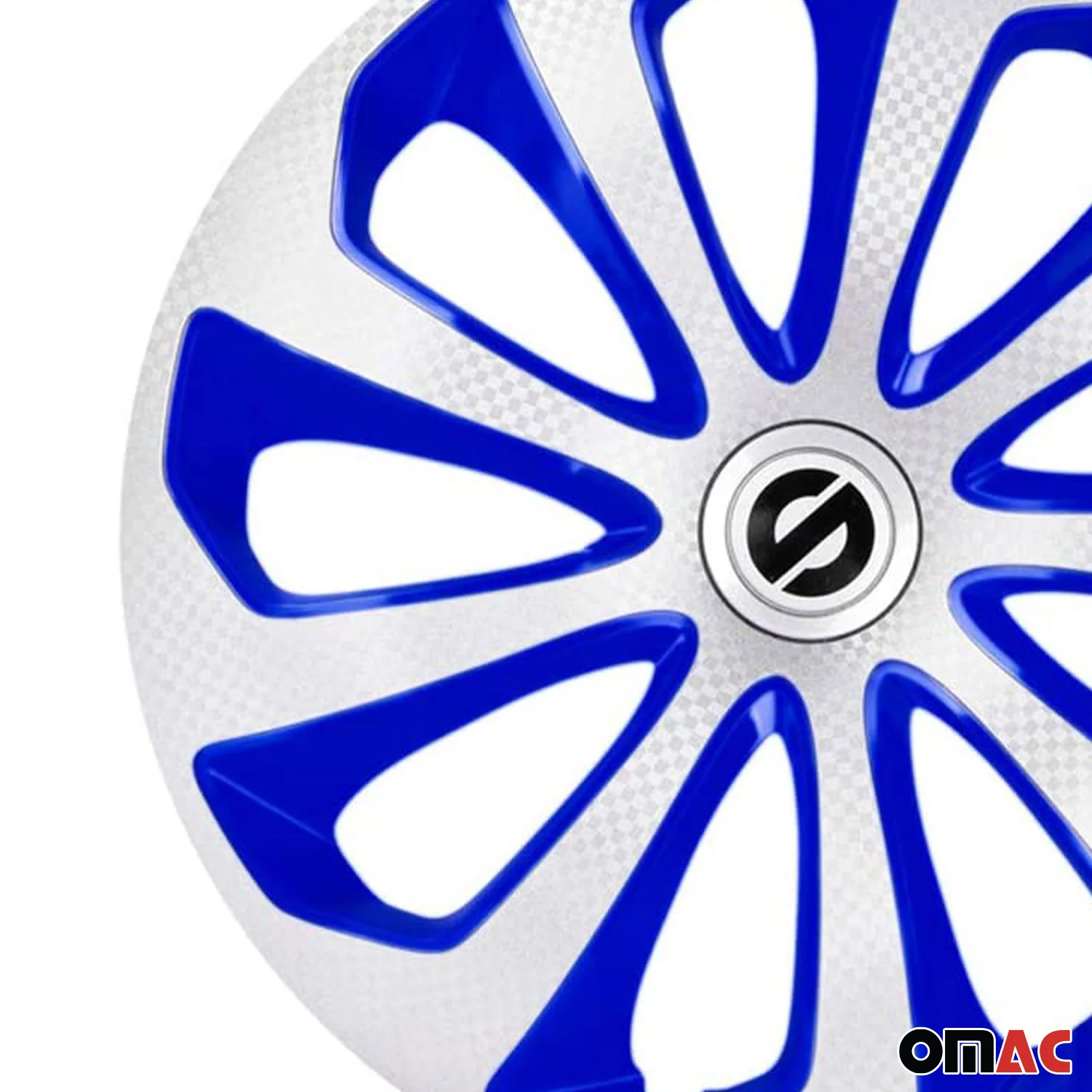 Sicilia Hub Caps Wheel Cover 16" Silver Carbon & Blue Full Set 4 pcs. - Image 7