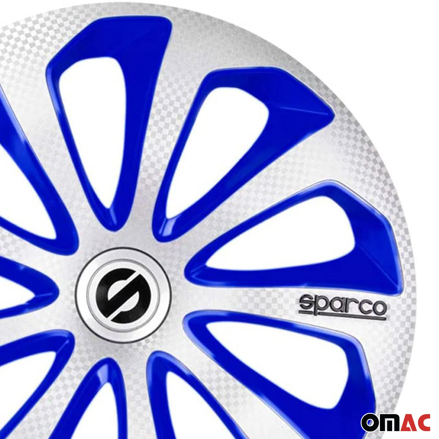 Sicilia Hub Caps Wheel Cover 16" Silver Carbon & Blue Full Set 4 pcs. - Image 8