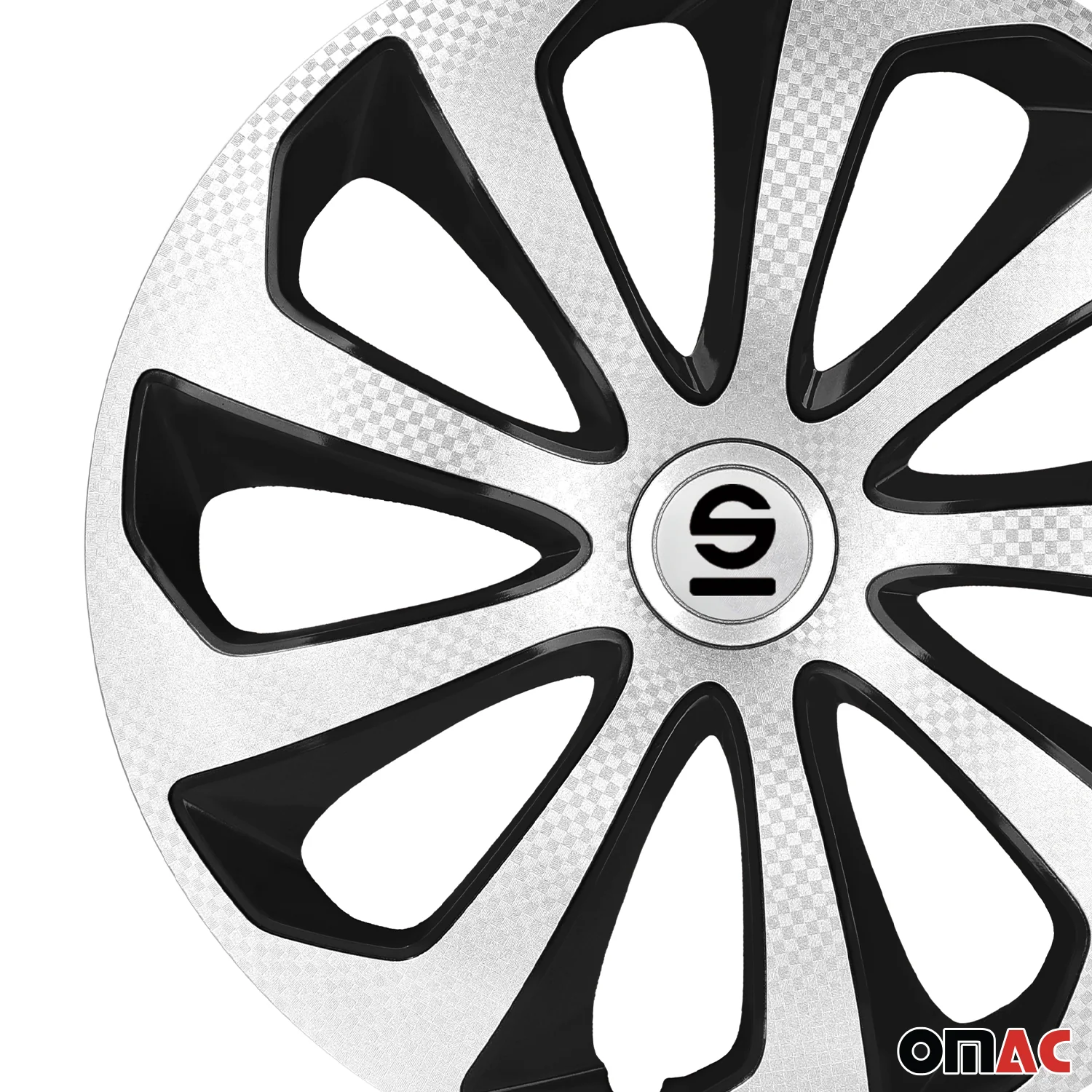 Sicilia Hub Caps Wheel Cover 16" Silver Carbon & Black Full Set 4 pcs. - Image 7
