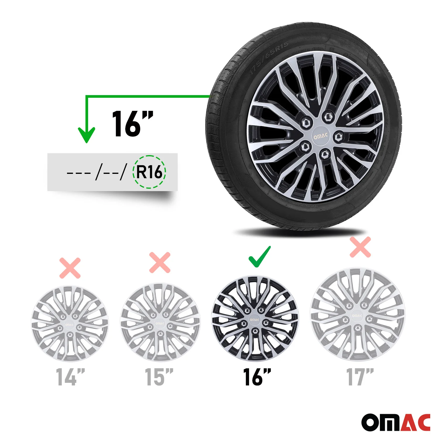 16" Wheel Covers for Ford Transit 150 250 350 2015-2025 Black Silver 4x Hub Caps - Image 3