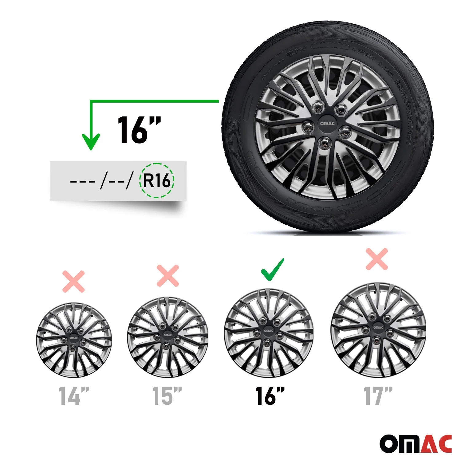 16" Wheel Covers for Ford Transit 150 250 350 2015-2025 Silver Matt Black 4x - Image 3