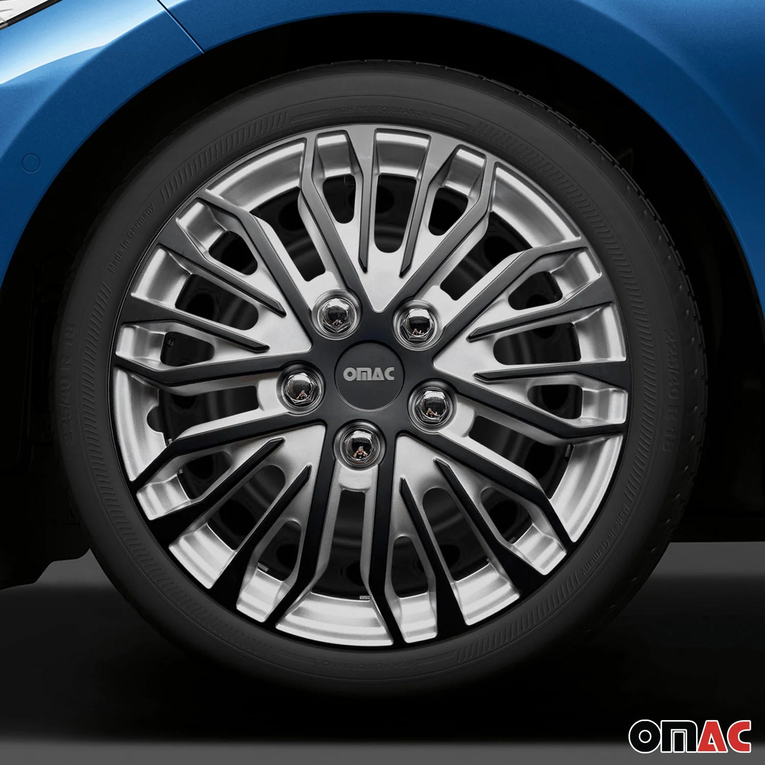 Rimini Hub Caps Wheel Cover 16" Grey & Matt Black Full Set 4 pcs. - Image 2