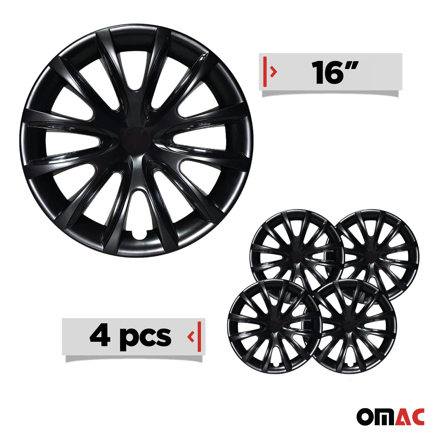 16" Wheel Covers Hubcaps for Nissan Sentra Black Gloss - Image 3