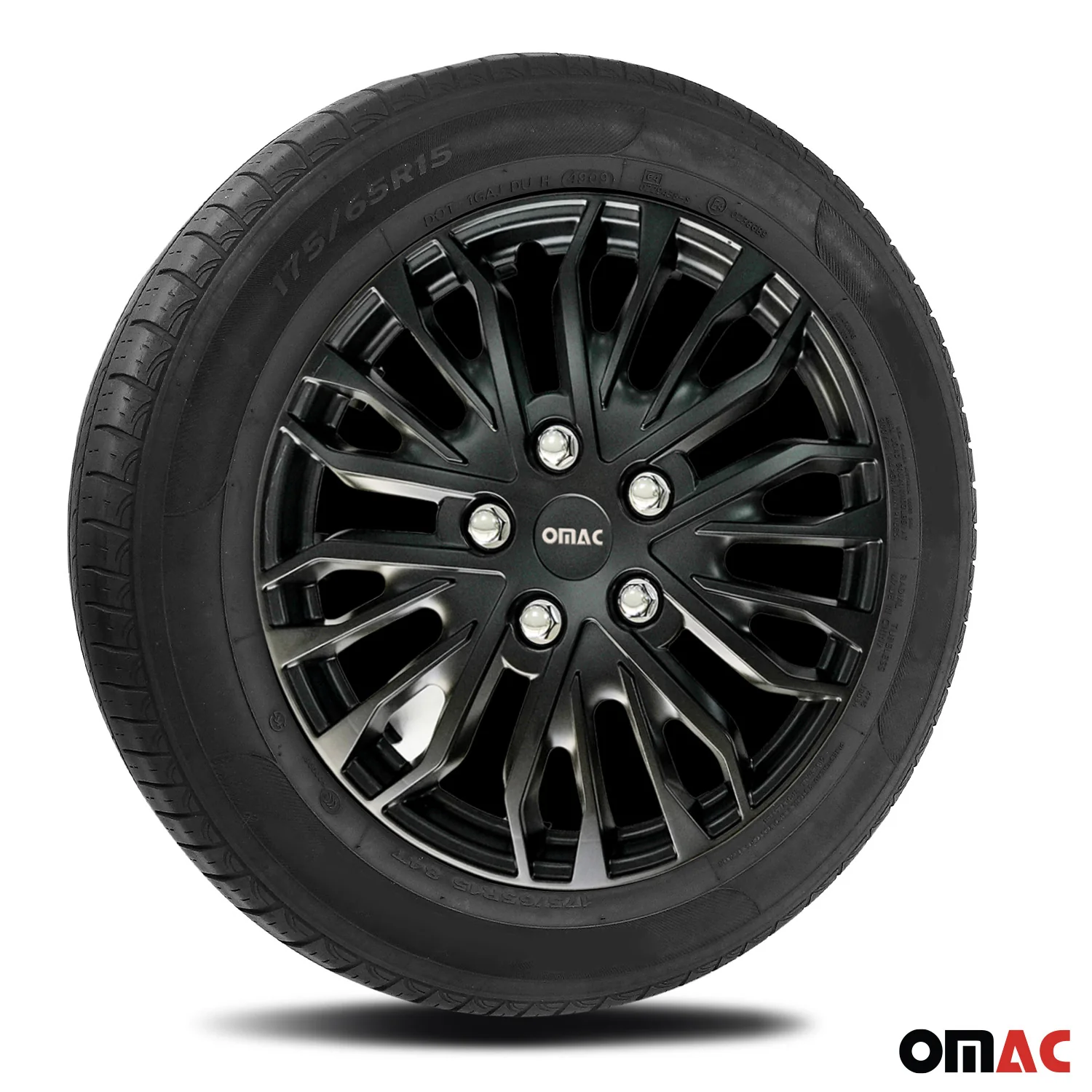 Rimini Hub Caps Wheel Cover 17" Matt Black & Grey Full Set 4 pcs. - Image 5