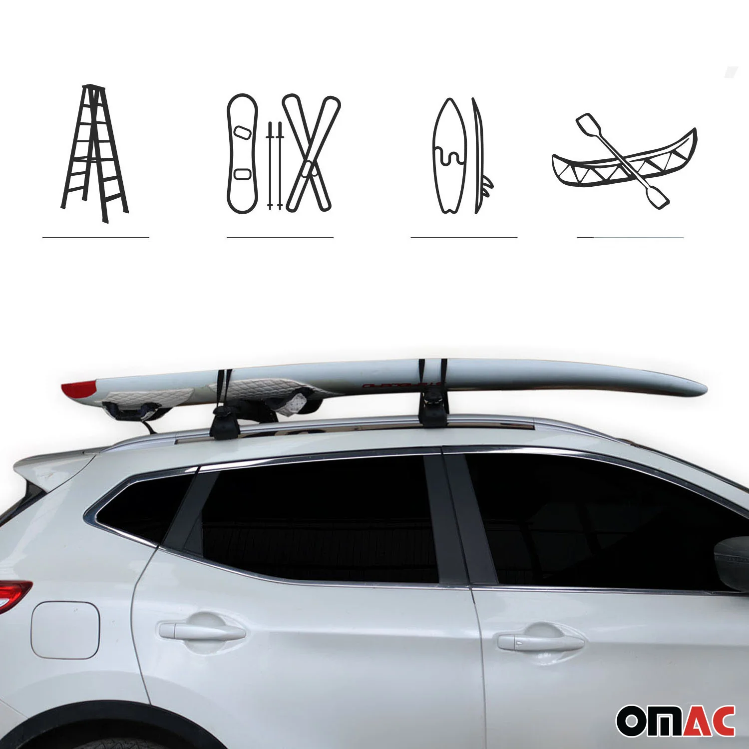 Audi 19" Roof Rack Pads Surfboard Windsurf Crossbar Pads Black 2 Pcs - Image 5