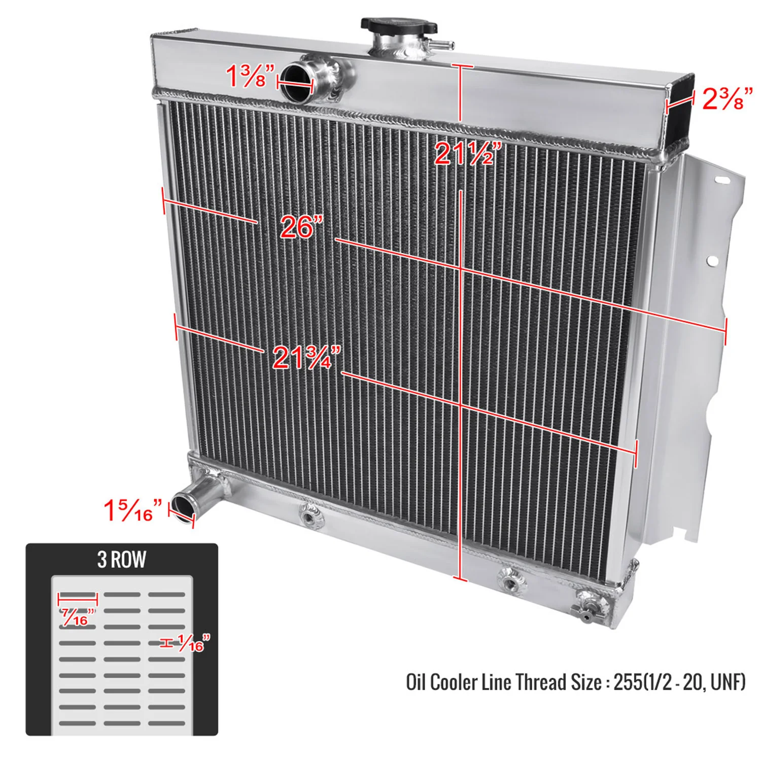 1963-1969 Dodge Dart Charger Coronet Coronet Alu 3-Row Performance Radiator - Image 2