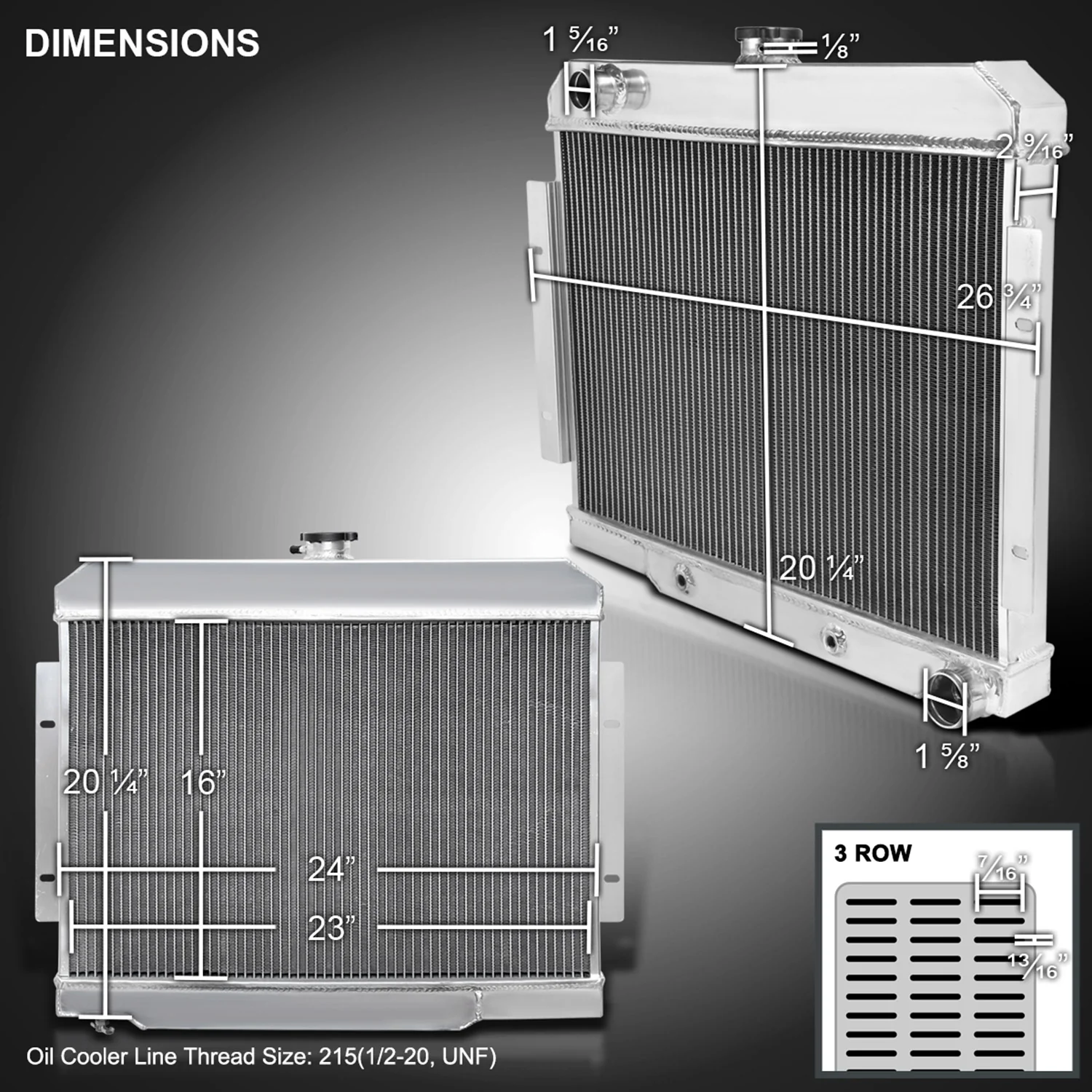 1972-1986 Jeep CJ Series MT Aluminum 3-Row Performance Radiator - Image 9