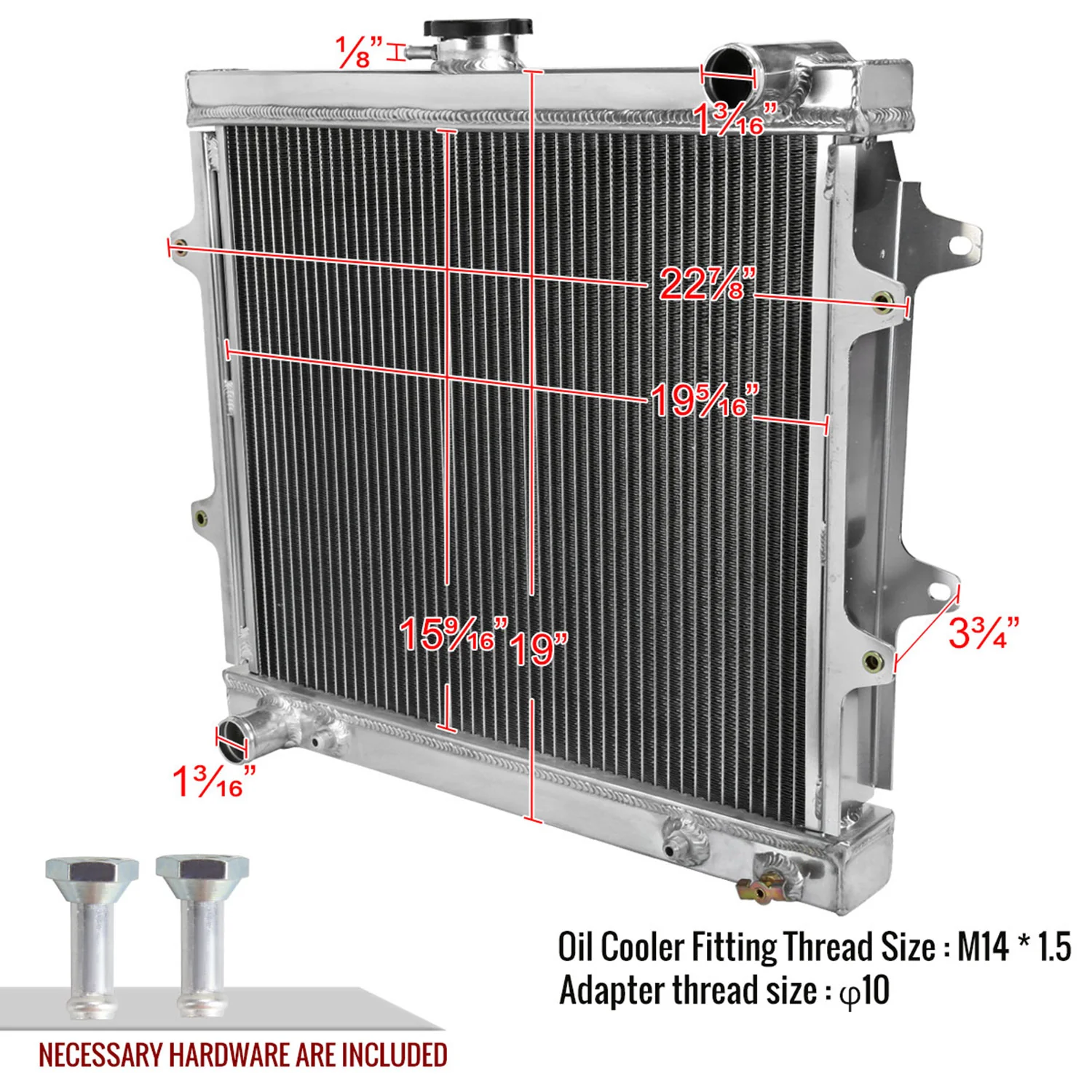 1984-1995 Toyota 4Runner 2.4L L4 3-Row Aluminum Performance Radiator - Image 2