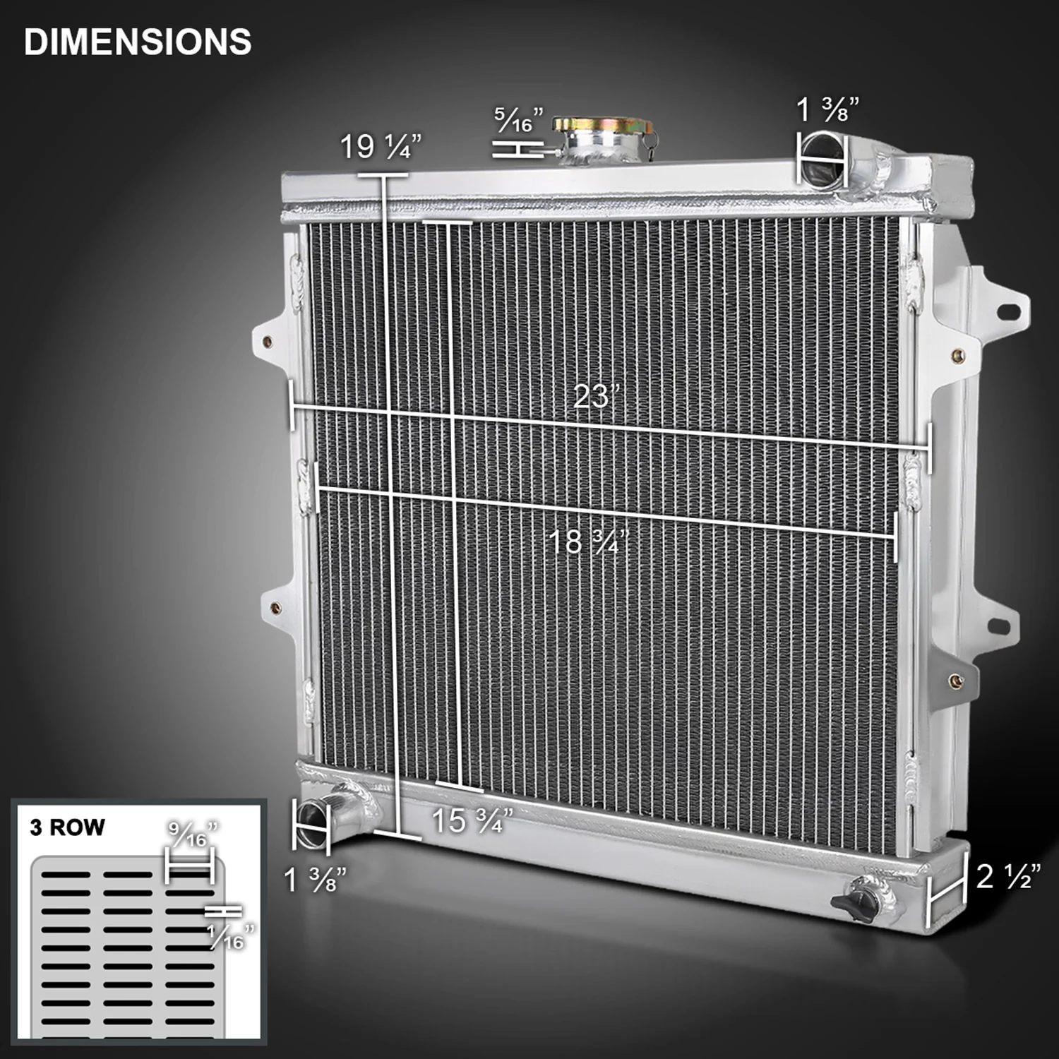 1984-1995 Toyota Pickup 4Runner 2.4L L4 Alu 3-Row Performance Radiator - Image 9