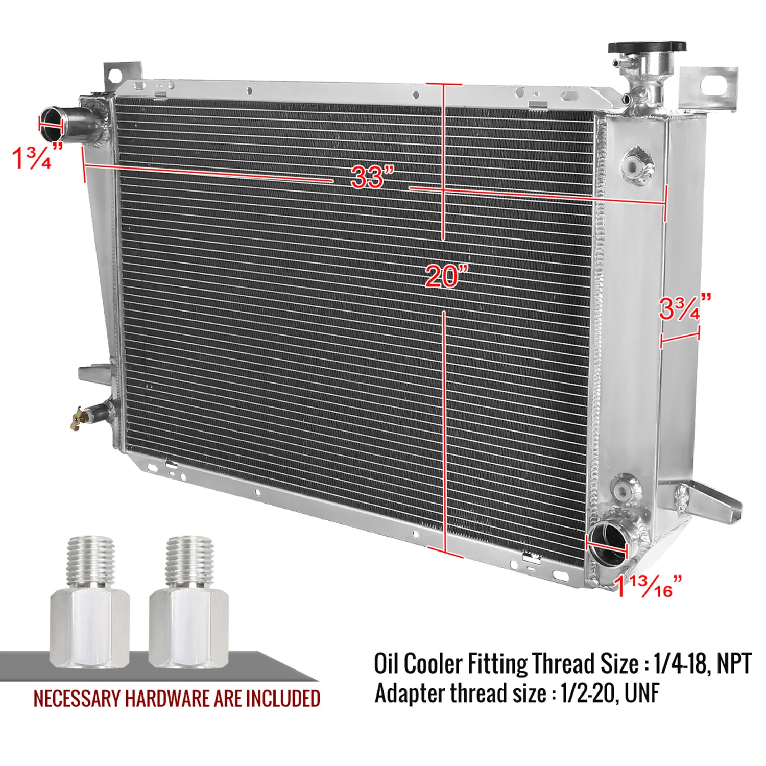 1985-1996 Ford F-150/250/ F350/ Bronco 4.9L L6 3Row Alu Performance Radiator - Image 2