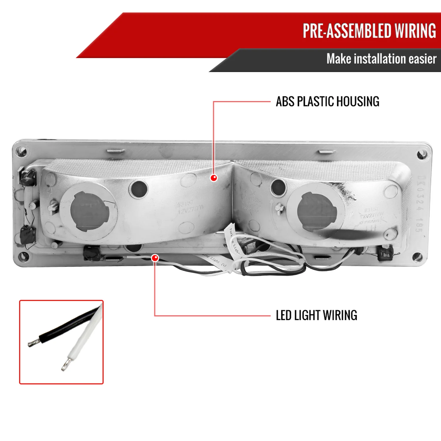 1988-1998 Chevy/GMC C10 C/K LED Strip Bumper Corner Signal Lights Chrome/Clear - Image 7