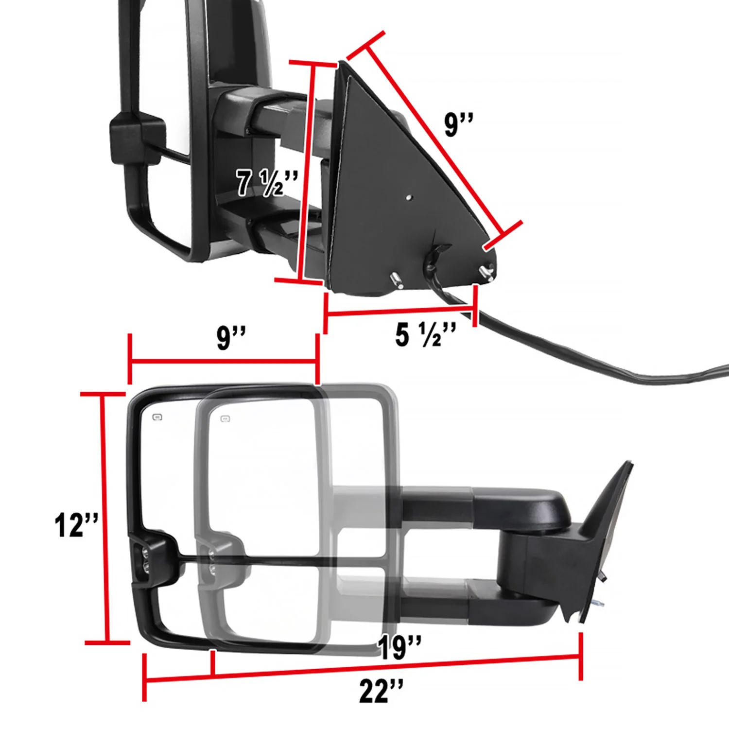1988-2000 Chevy C/K Tahoe Yukon/Suburban Heated Towing Mirrors Amber &Signal - Image 7