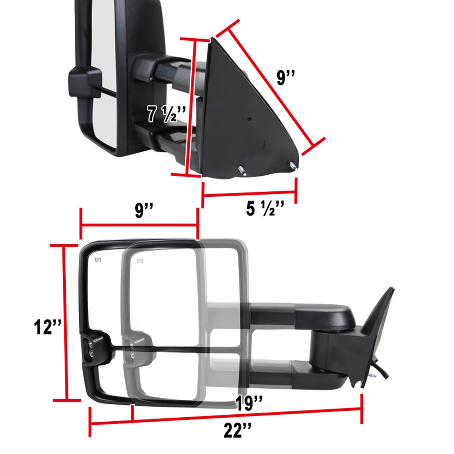 1988-2000 Chevy C/K Tahoe Yukon/Suburban Heated Towing Mirrors Smoke &Signal - Image 7