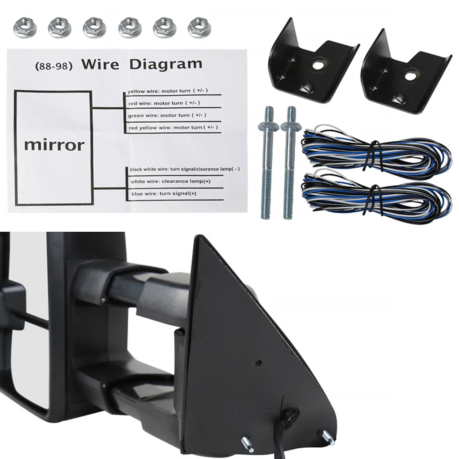 1988-2000 Chevy C/K Tahoe Yukon/Suburban Heated Towing Mirrors Smoke &Signal - Image 9