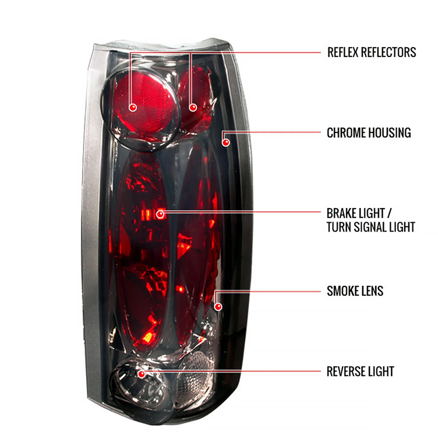 1988-2000 Chevy Silverado/Tahoe/Suburban/Sierra/Yukon Tail Lights Chrome/Smoke - Image 7
