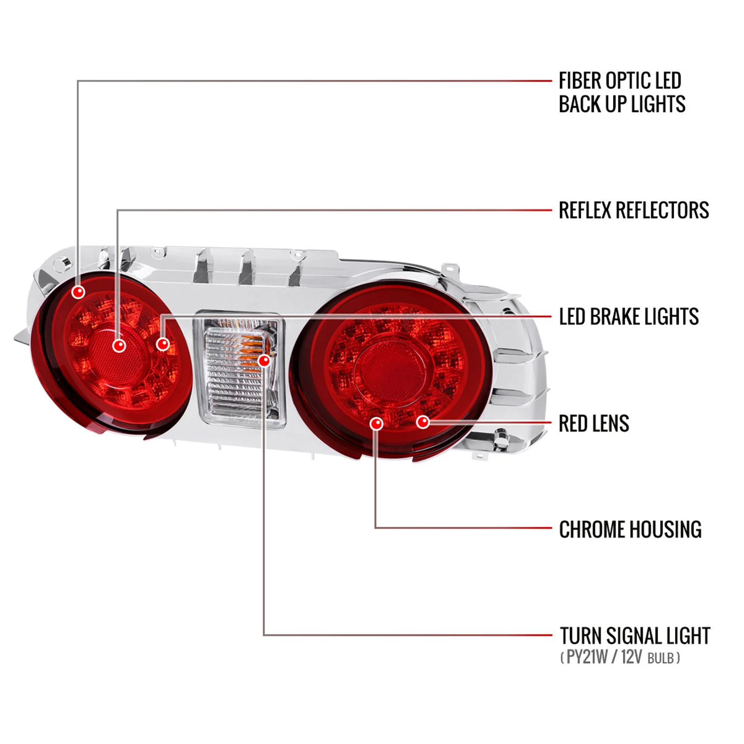 1989-1994 Nissan Skyline GT R32 JDM Red LED Tail Lights Chrome/Red Lens - Image 9