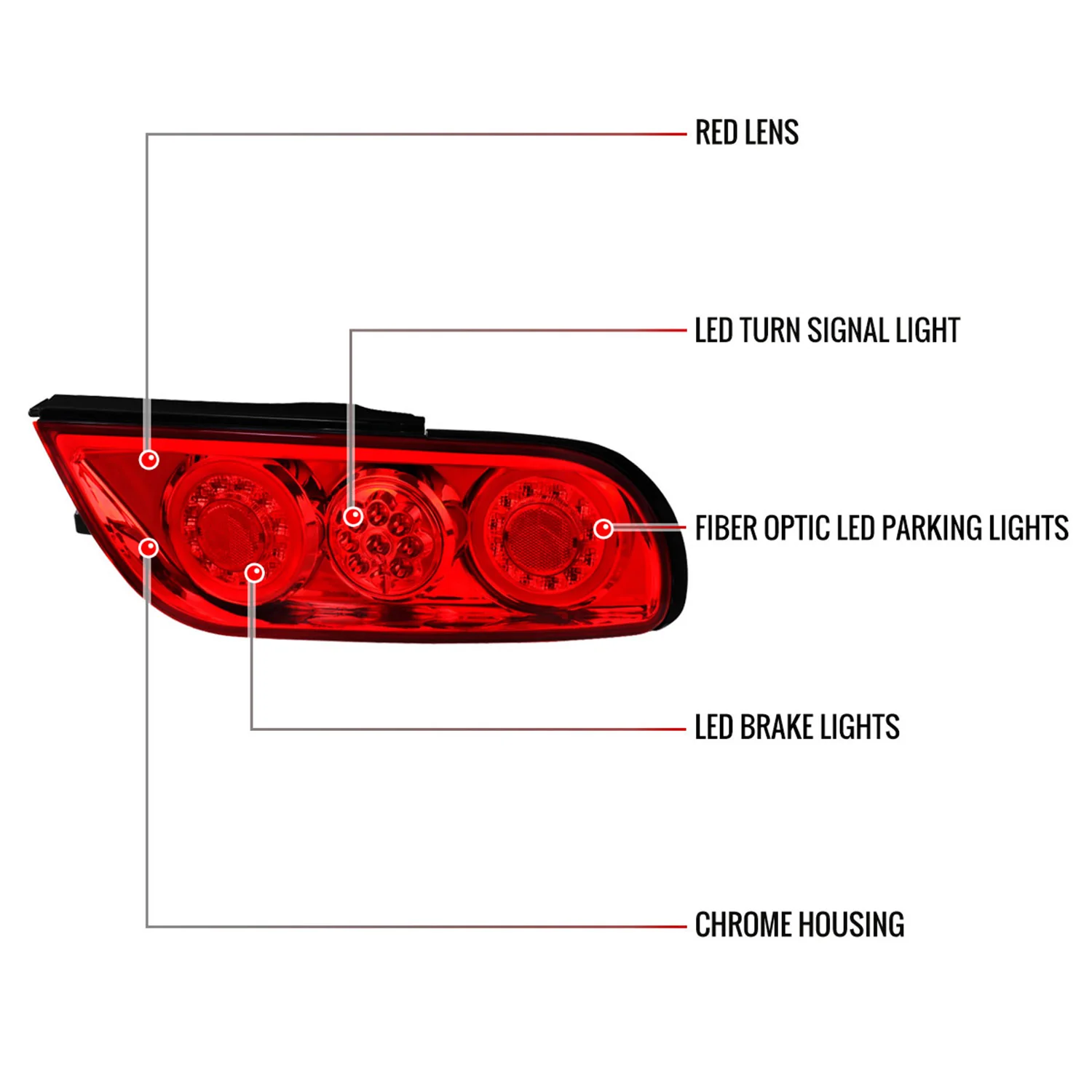 1991-1998 Nissan 180SX RPS13 / 240SX S13 S14 JDM LED Tail Ligths Chrome/Red - Image 8