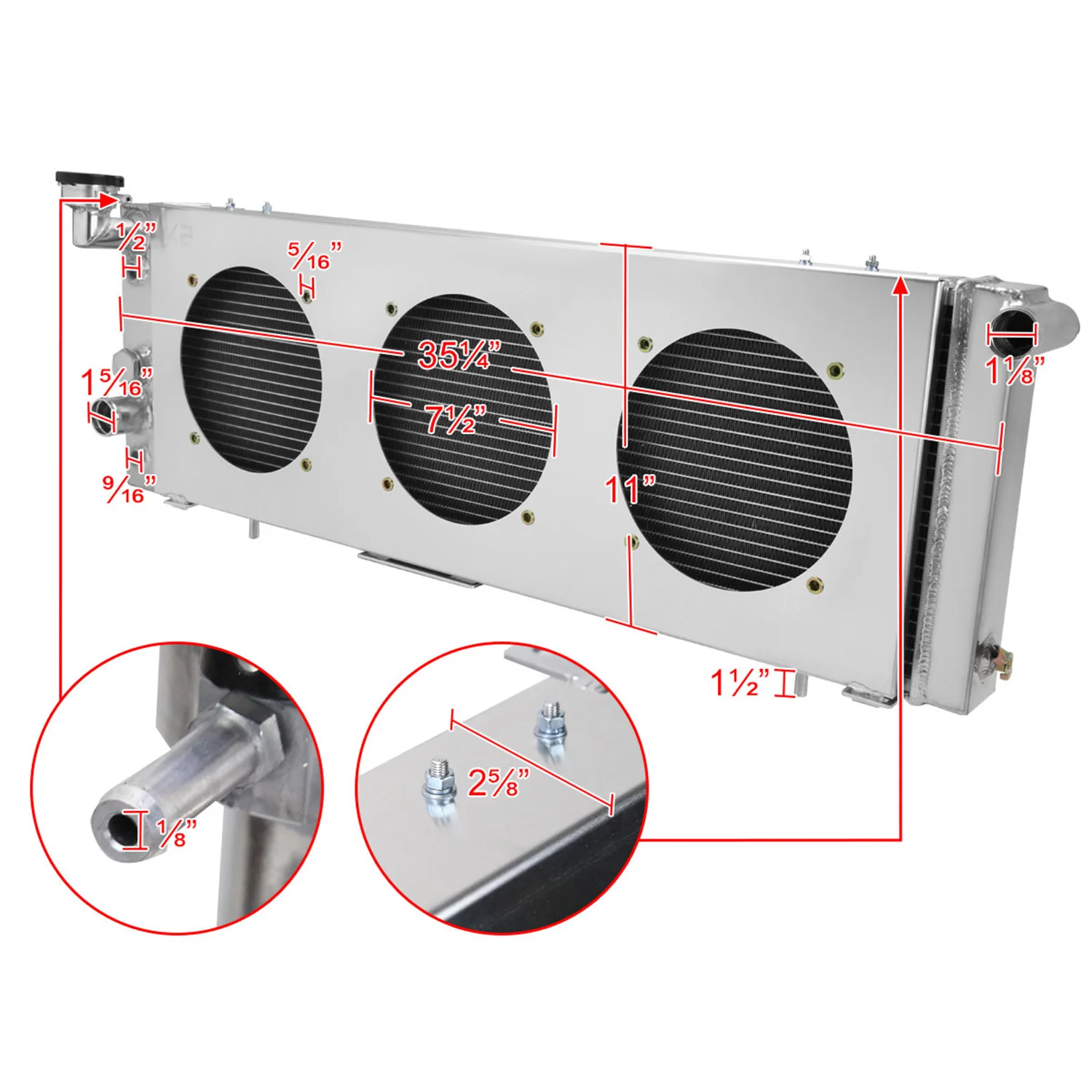 1991-2001 Jeep Cherokee/Comanche 2.5L/4.0L 3 Row Radiator with Fan Shroud - Image 2