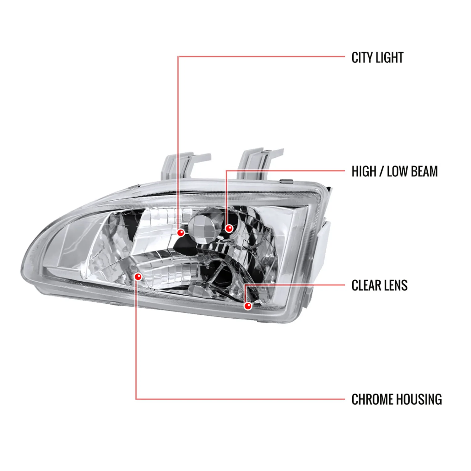 1992-1995 Honda Civic Factory Style Crystal Headlights Chrome/Clear Lens - Image 8
